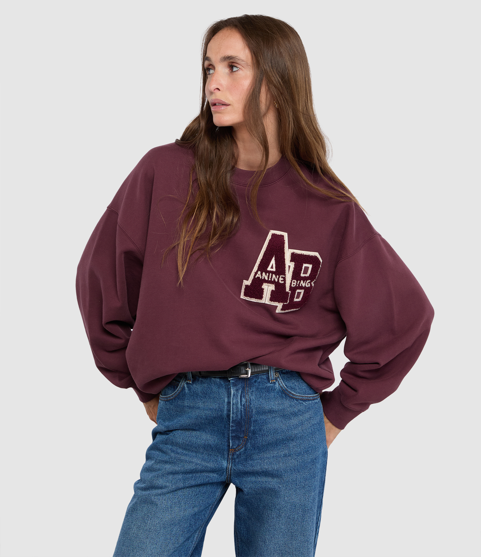 Miles Fig Letterman Sweatshirt