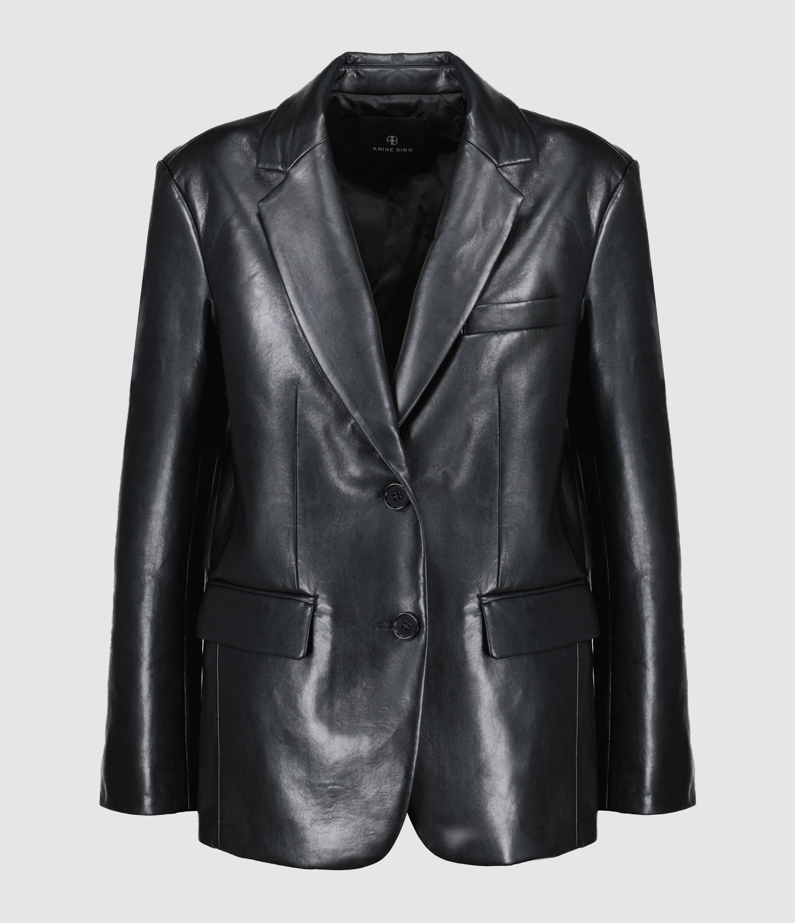 Classic Black Faux Leather Blazer