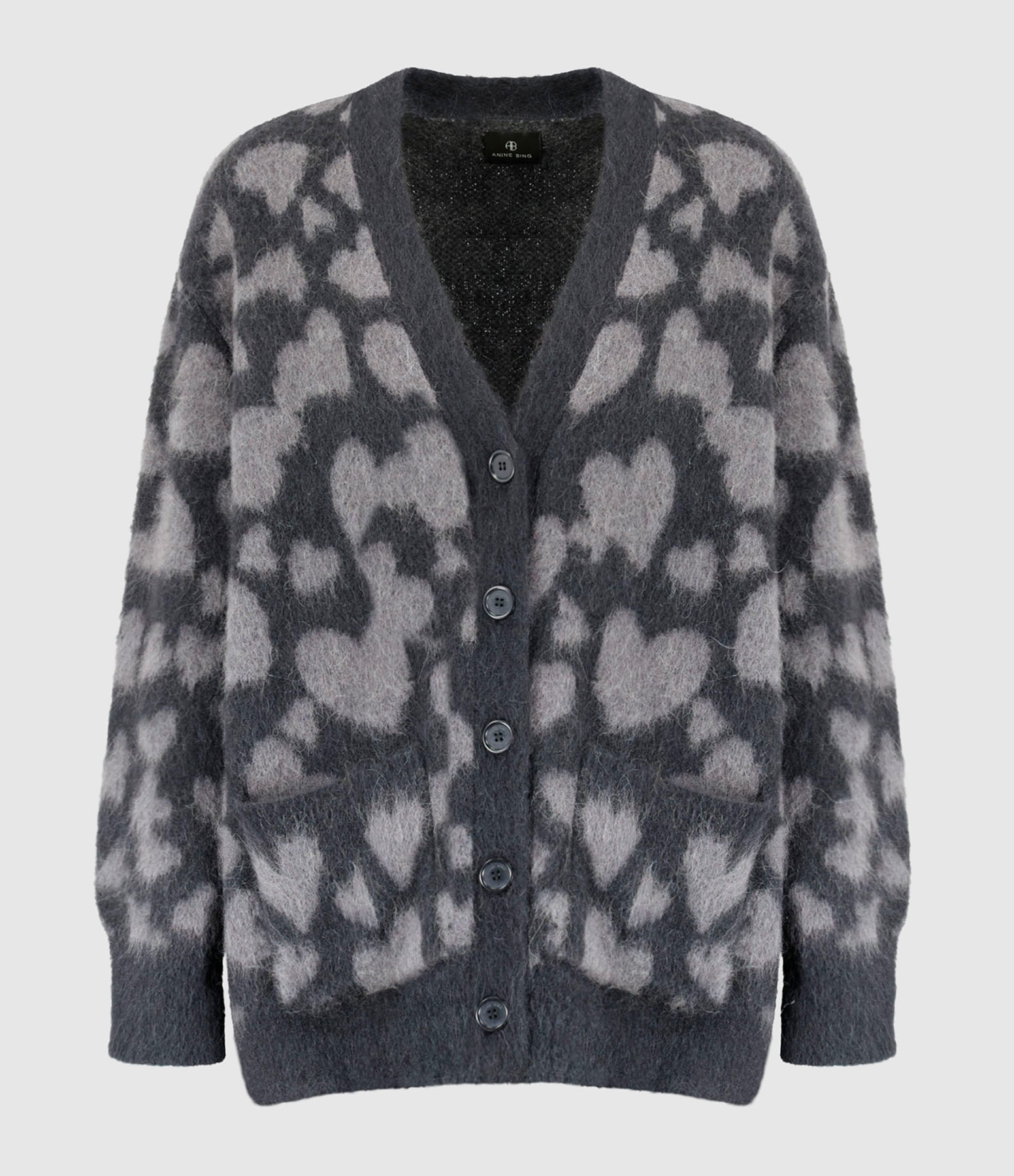 Banks Grey and Black Heart Cardigan