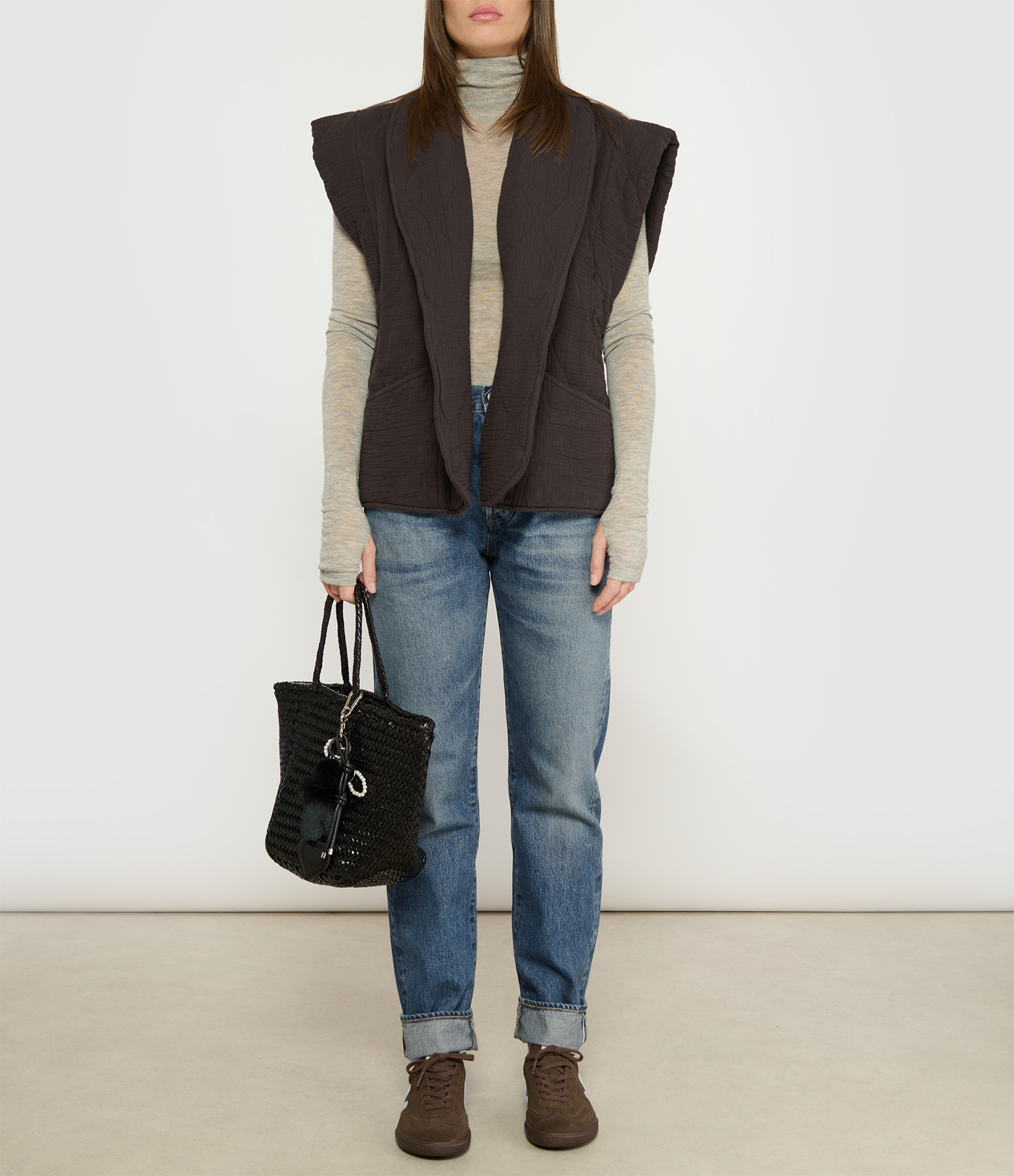 Brooklyn Sleeveless Jacket in Chocolate Brown