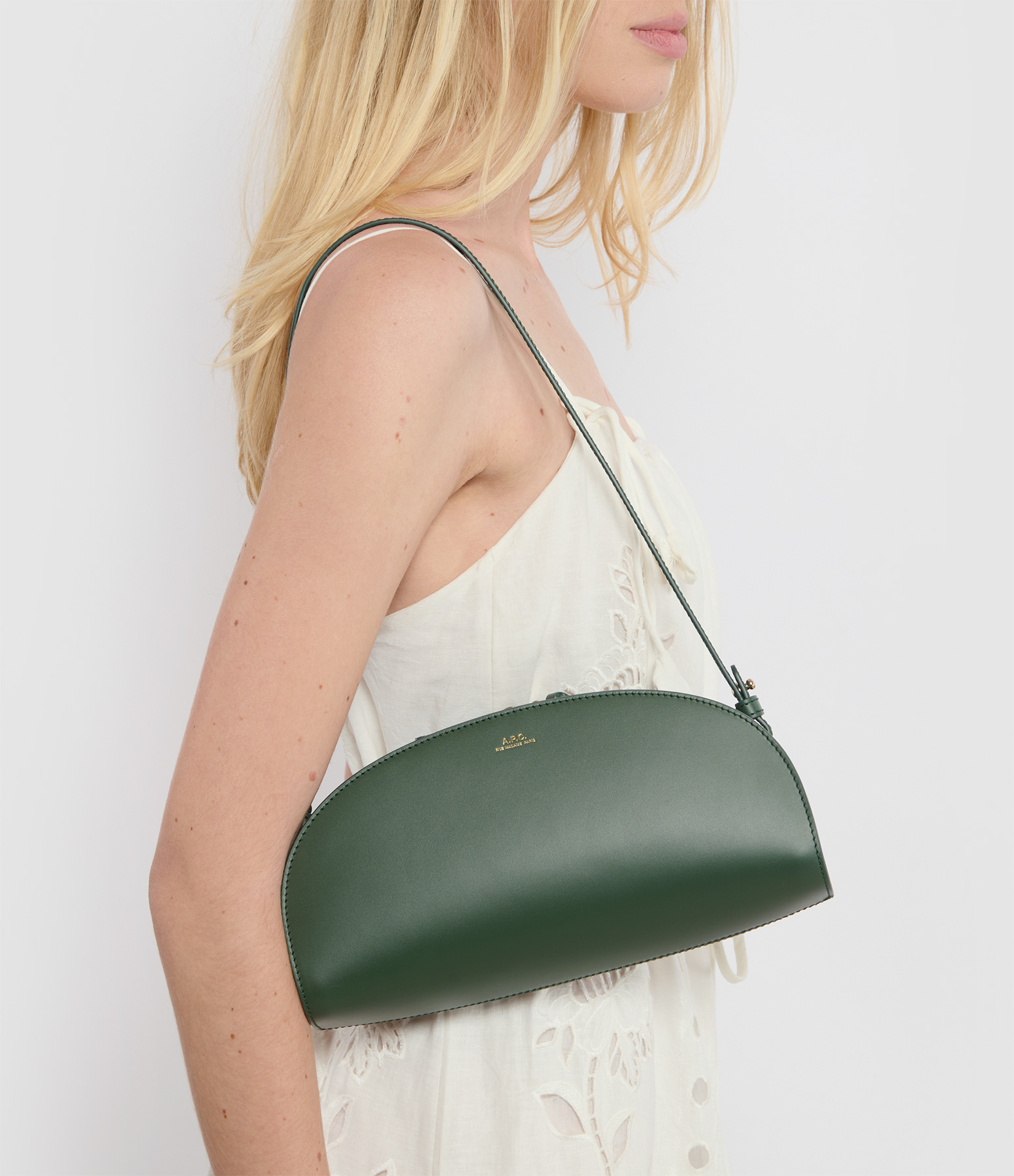 Emerald Green Half-Moon Shoulder Bag