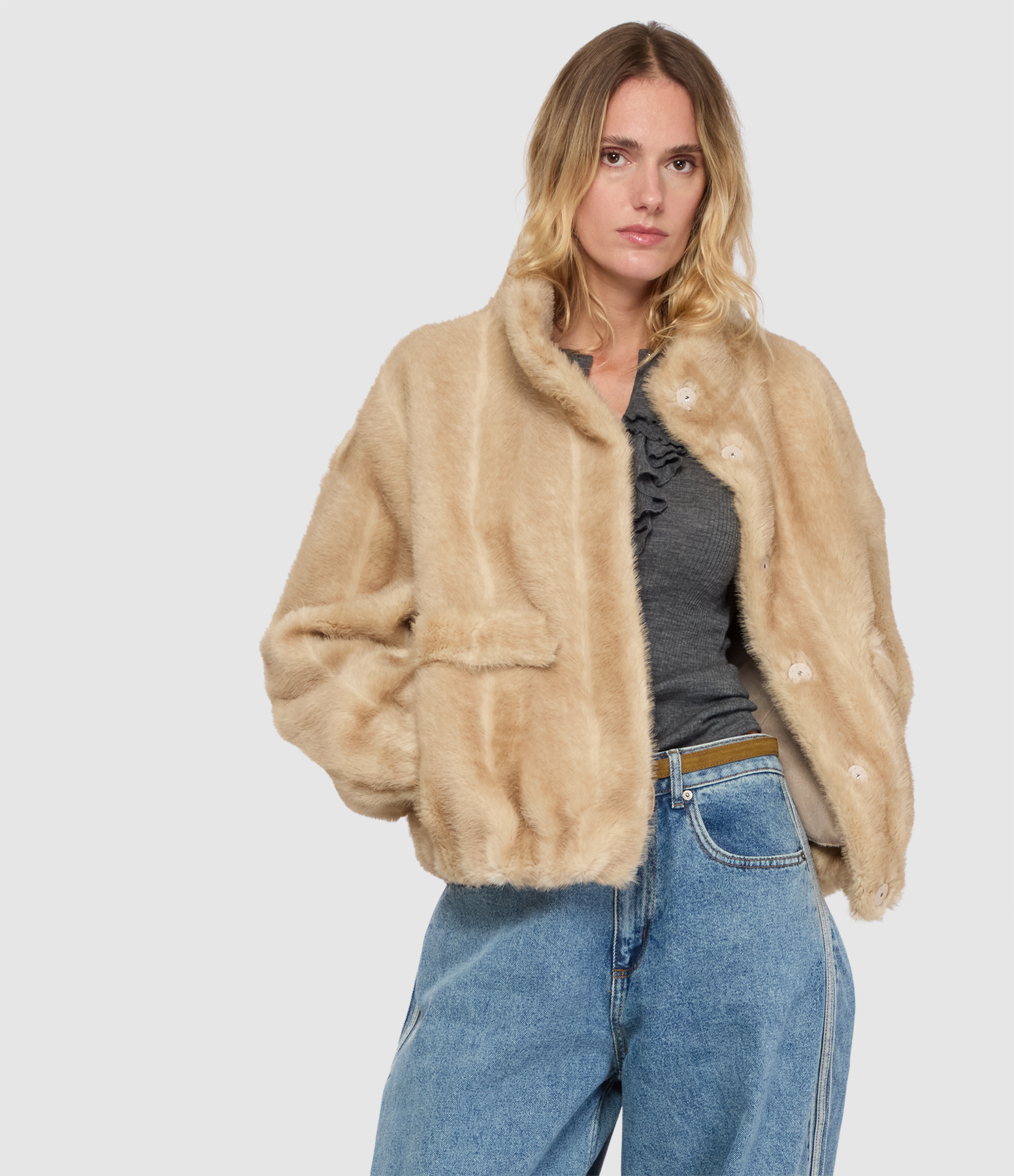 Iris Shaved Mink Latte Multi Jacket