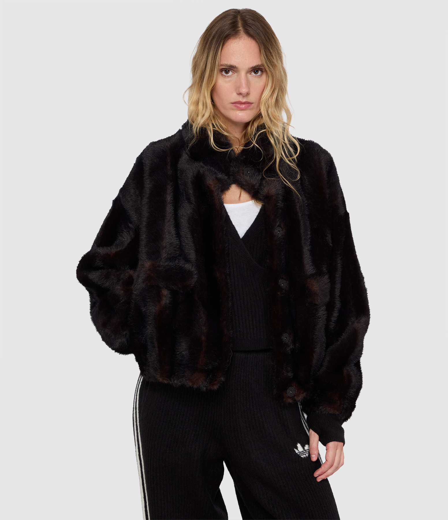 Iris Shaved Mink Jacket – Black Multi