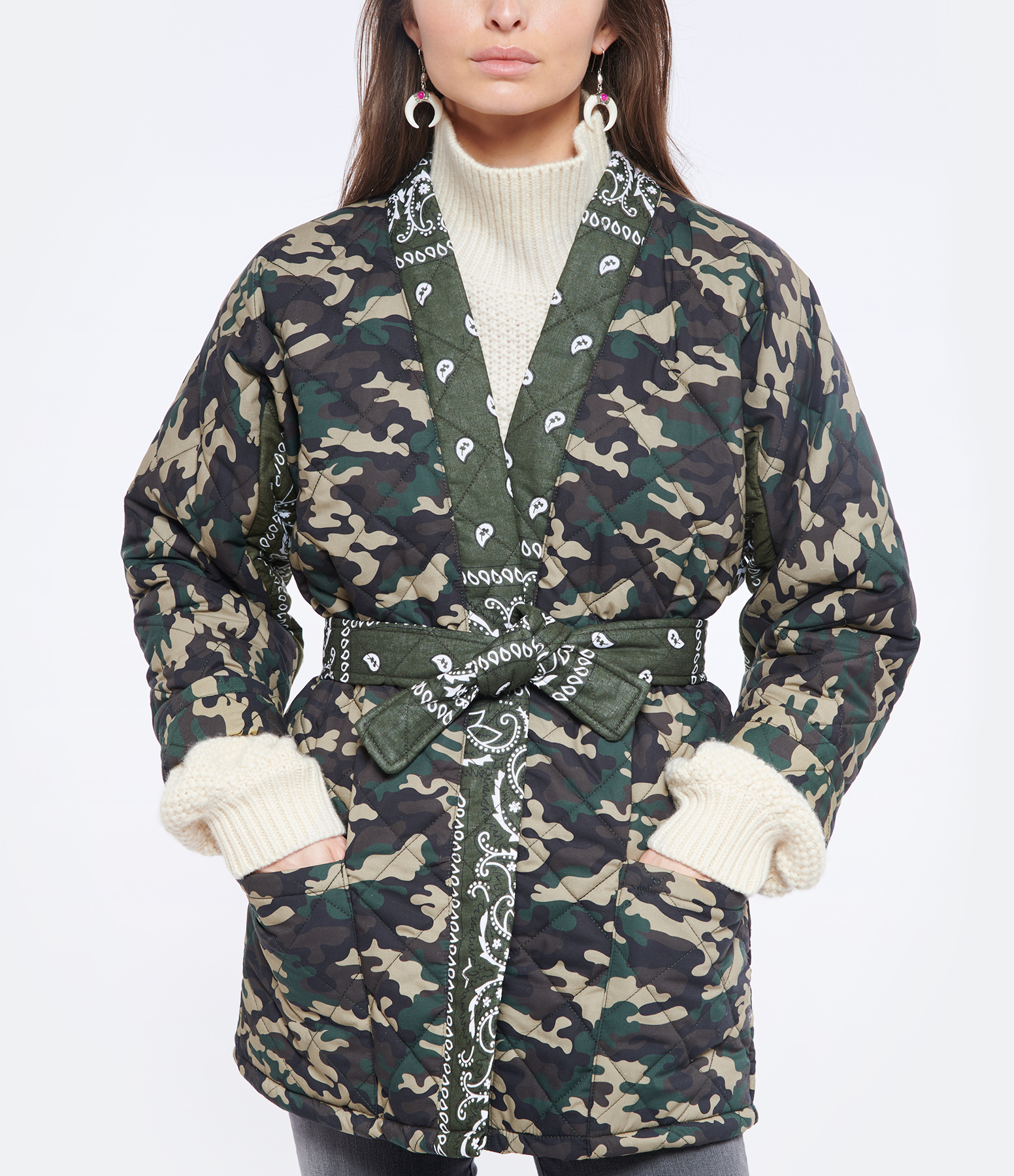 Khaki Camouflage Worker Quilt Jacket, Arizona Love x Véronika Loubry Collaboration