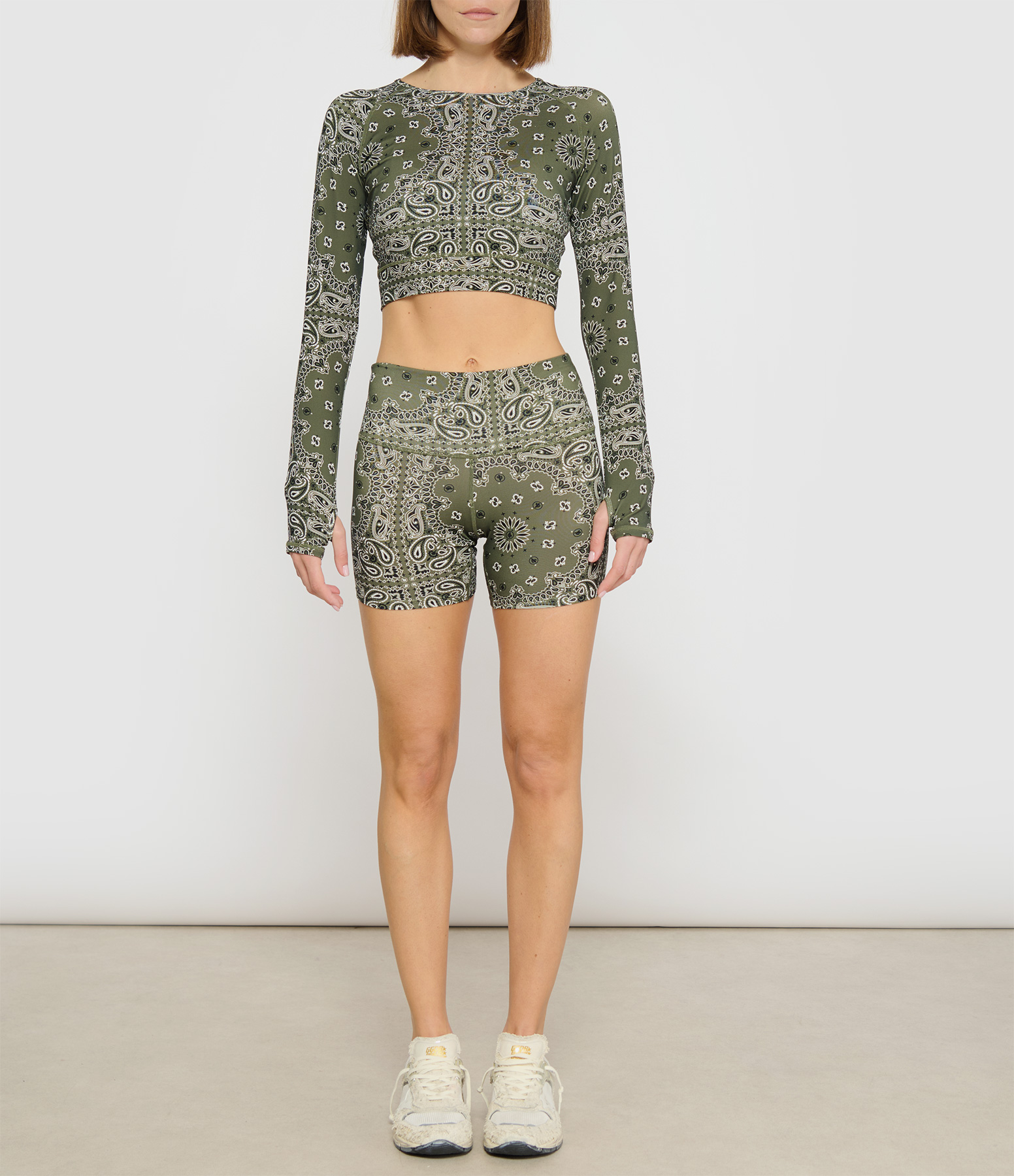 Khaki Bandana Yoga Shorts