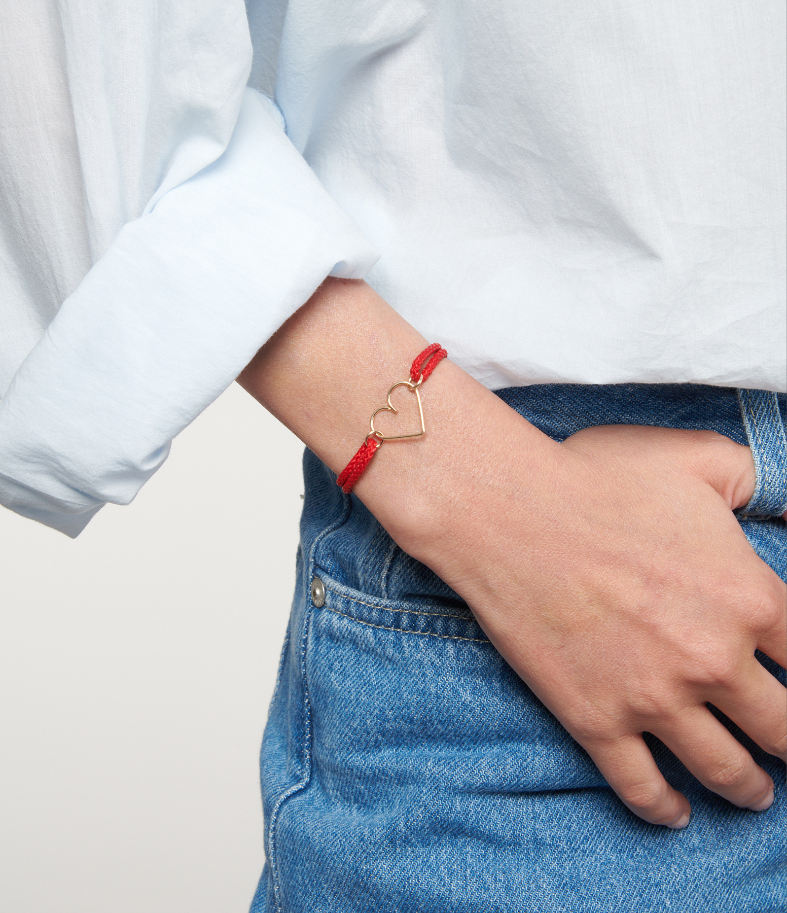 Gold-filled Red Cord Heart Bracelet, Exclusive to Lulli