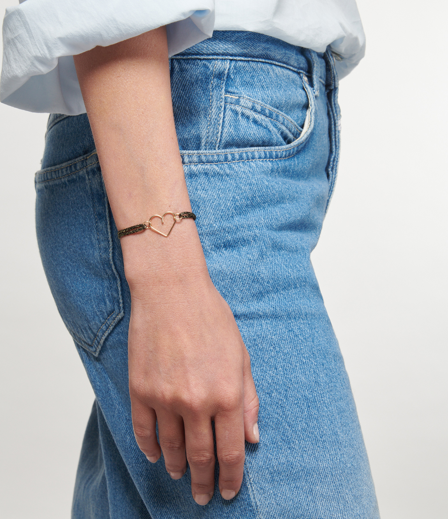 Gold-Filled Lurex Cord Bracelet with Heart