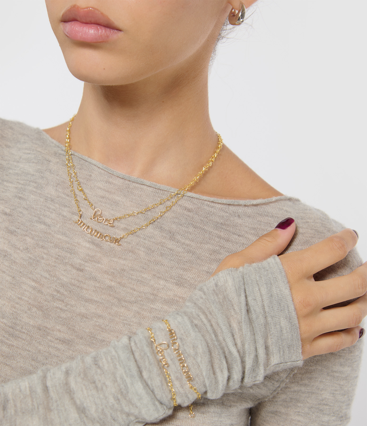Richelieu Heart-Shaped Chain ‘Mum’ Gold-Filled Bracelet