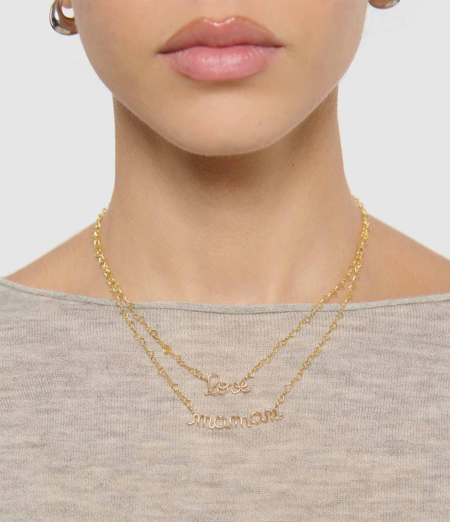 Richelieu Necklace with Heart Chain – Maman Gold Field