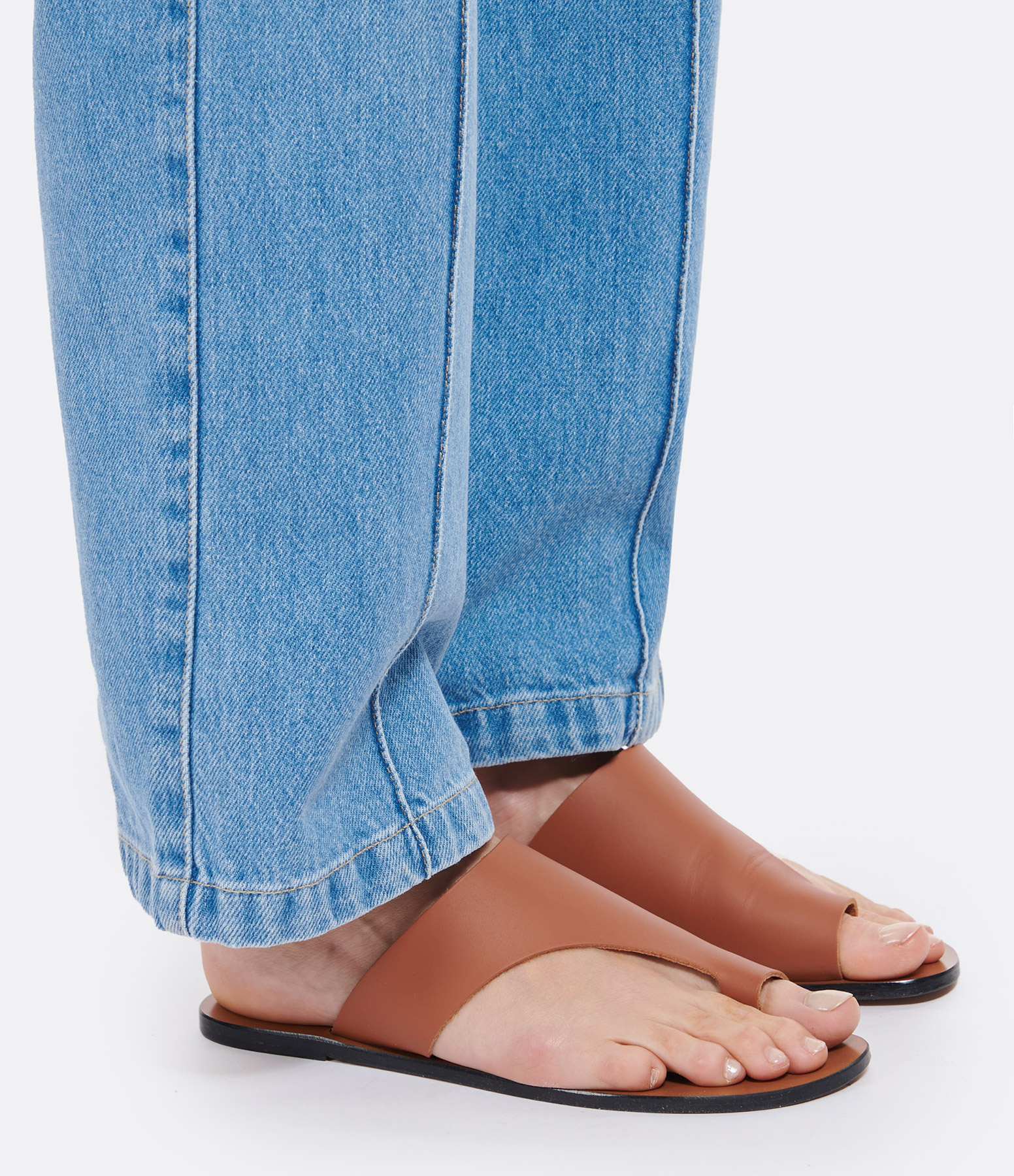 Rosa Vachette Mules in Brandy Brown