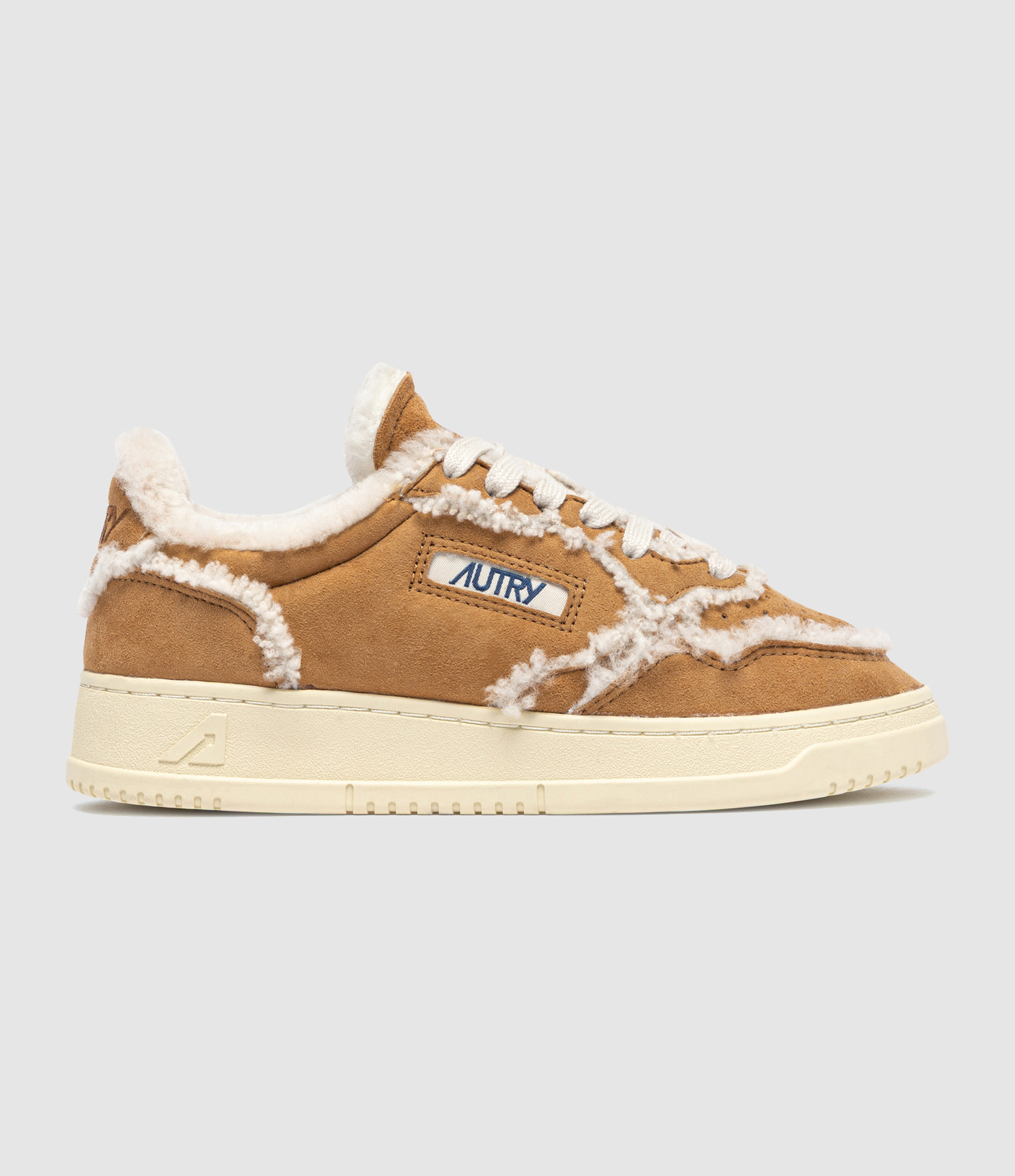 Medalist Low Suede Shearling Trainers in Cognac