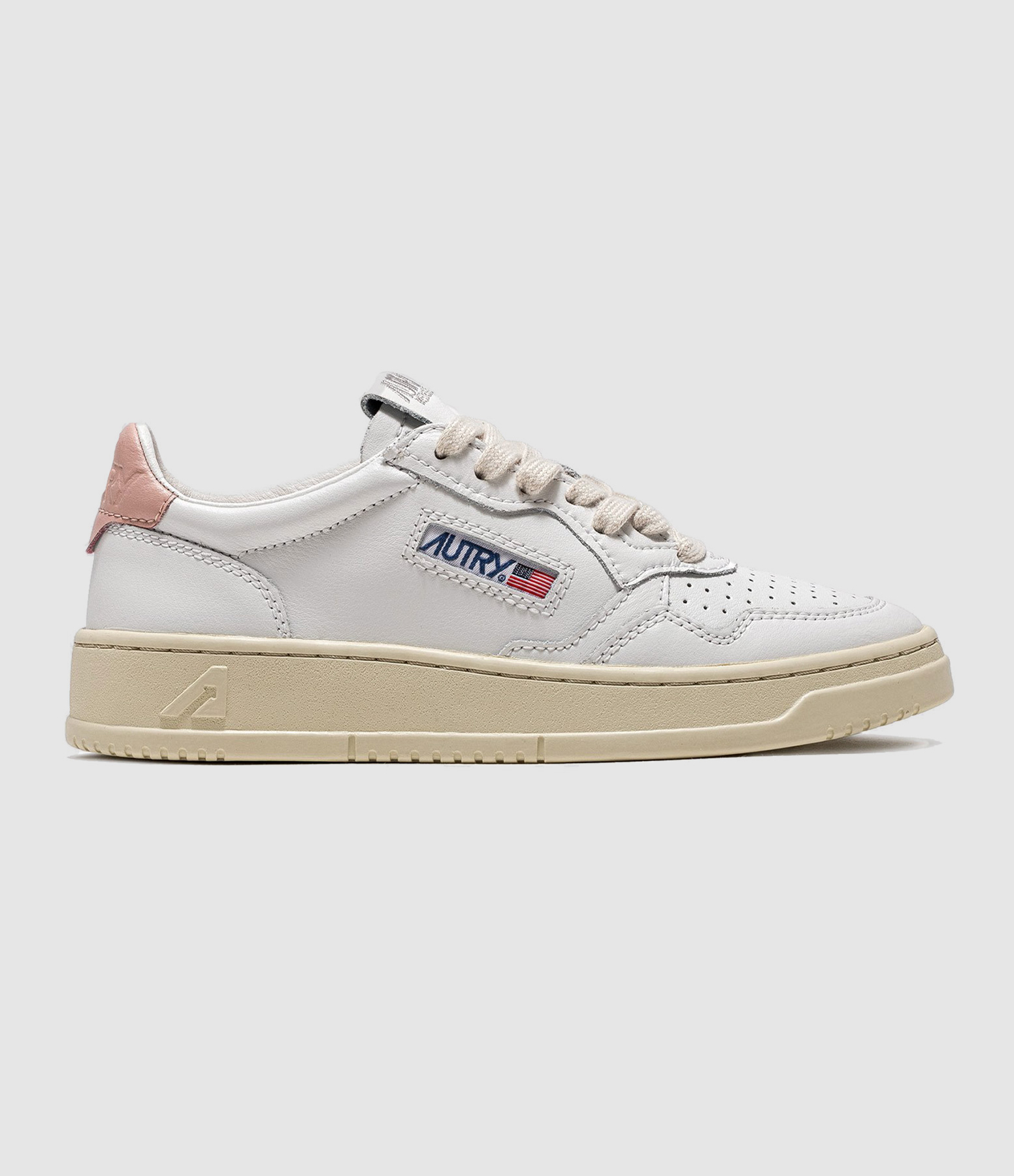 Medalist Leather Trainers – White, Pink