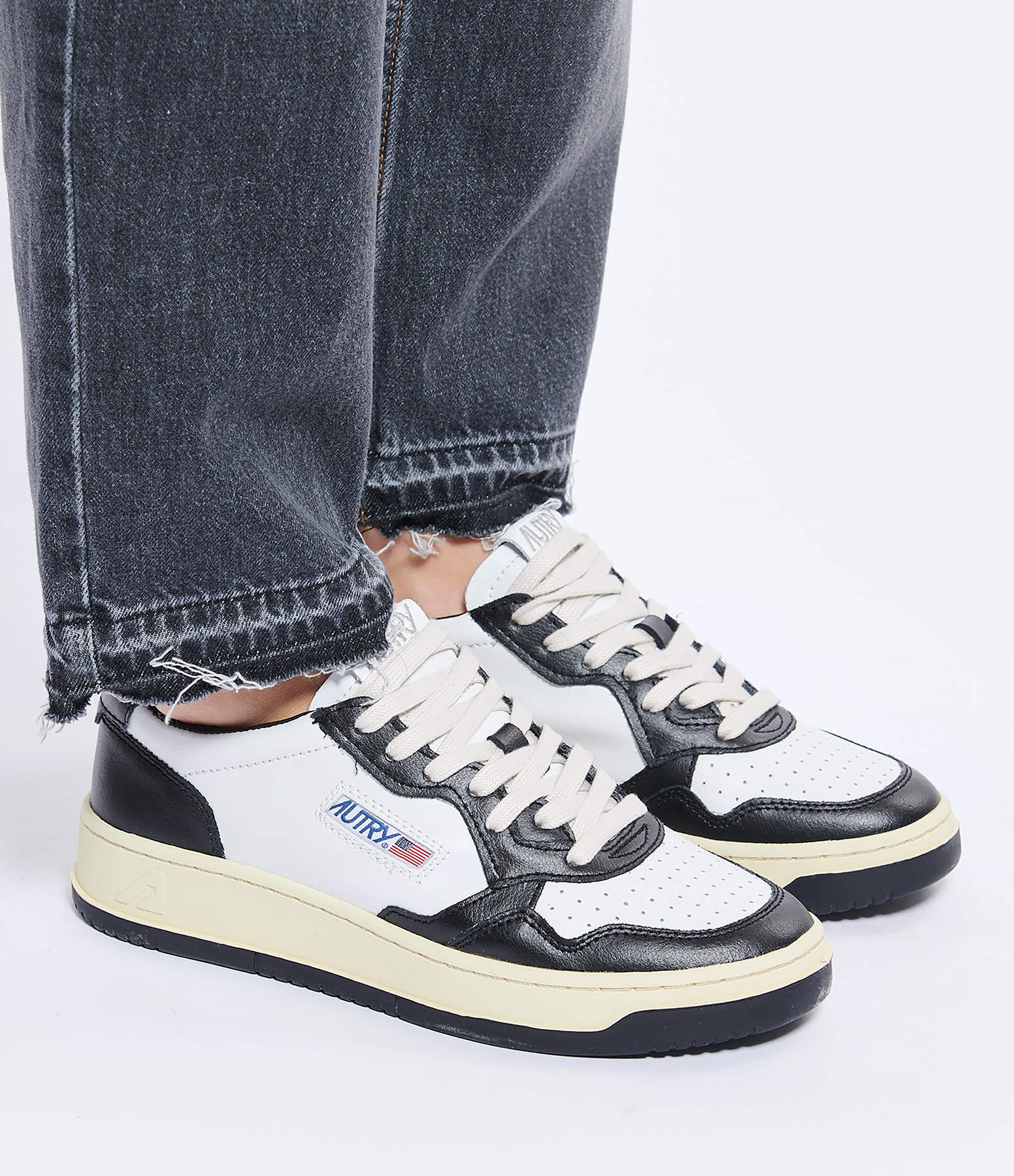 Medalist Two-Tone Leather Trainers – White, Black