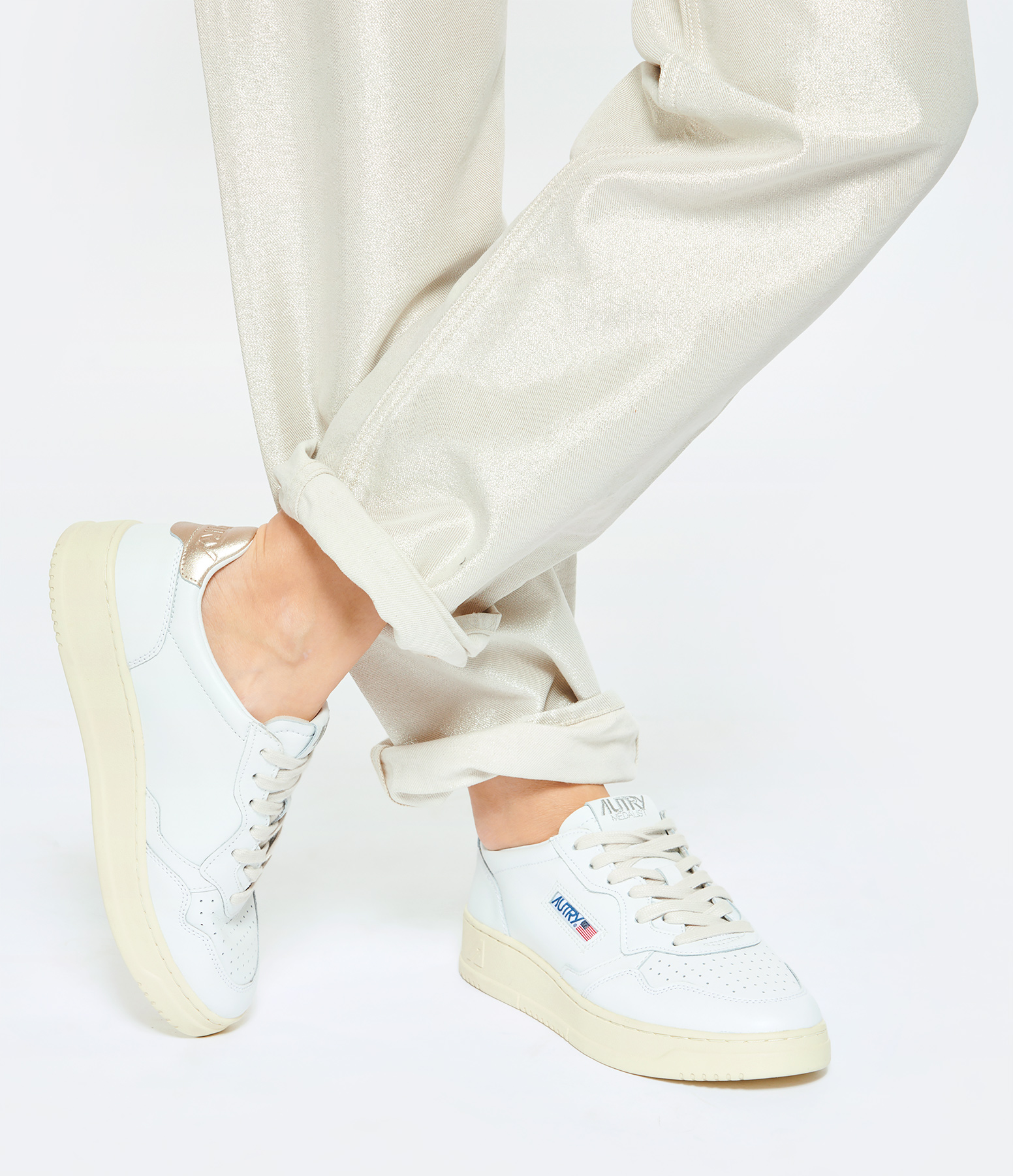 Medalist Leather Trainers – White, Platinum