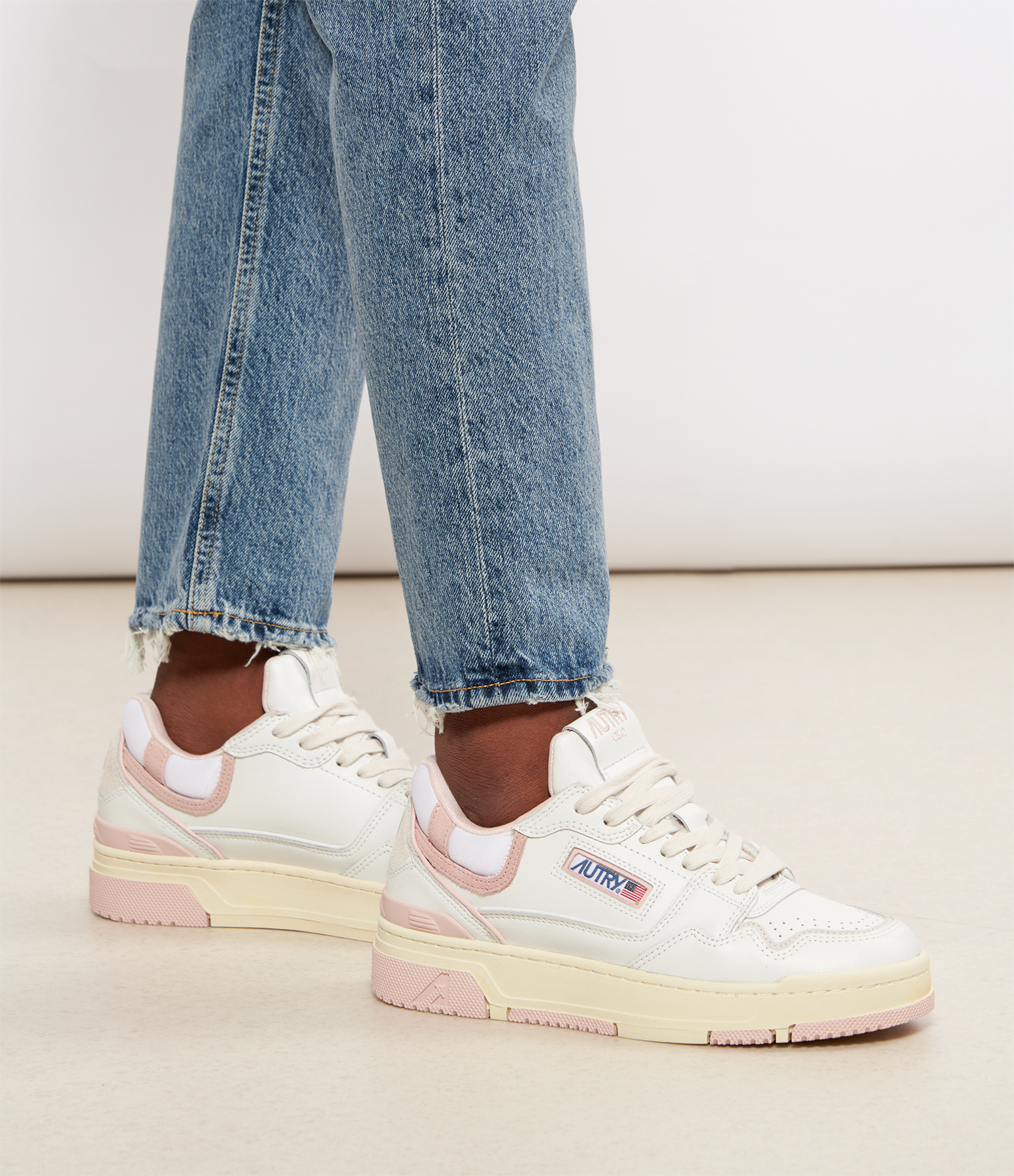 CLC White and Pink Leather Trainers