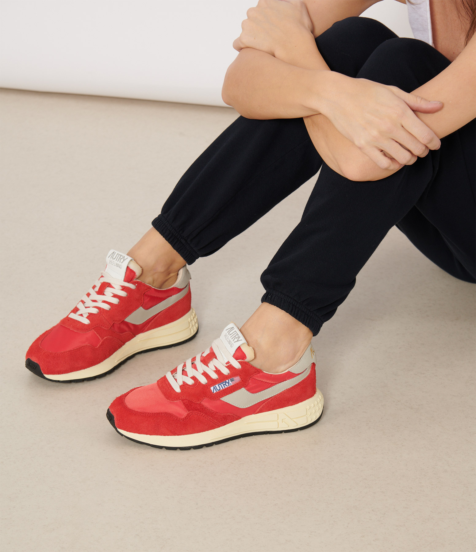 Reelwind Suede and Nylon Trainers – Red
