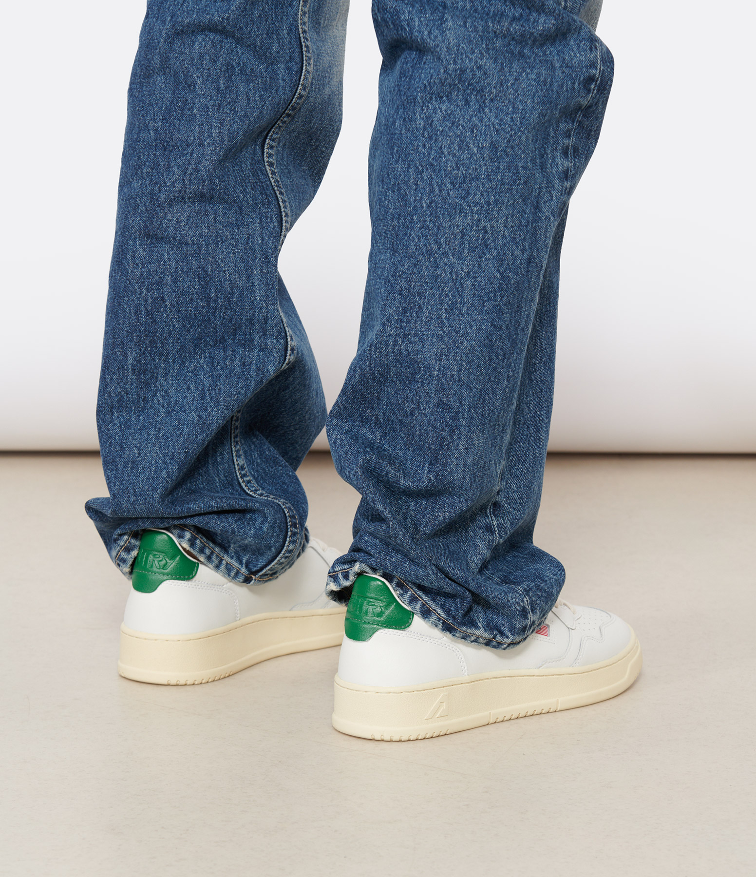 Medalist Leather Trainers – White, Green