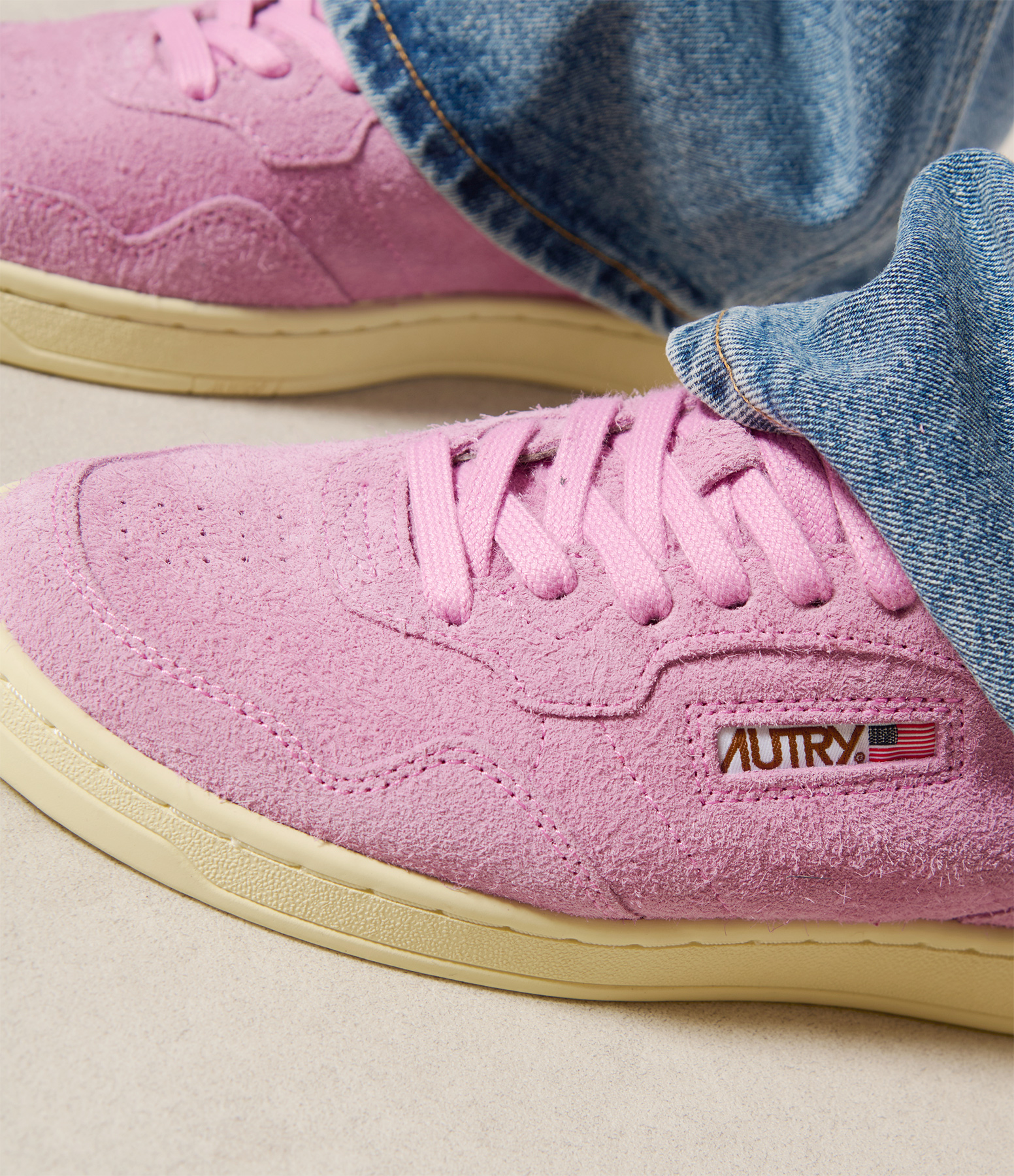 Medalist Flat Suede Trainers in Pink, Capsule Flash