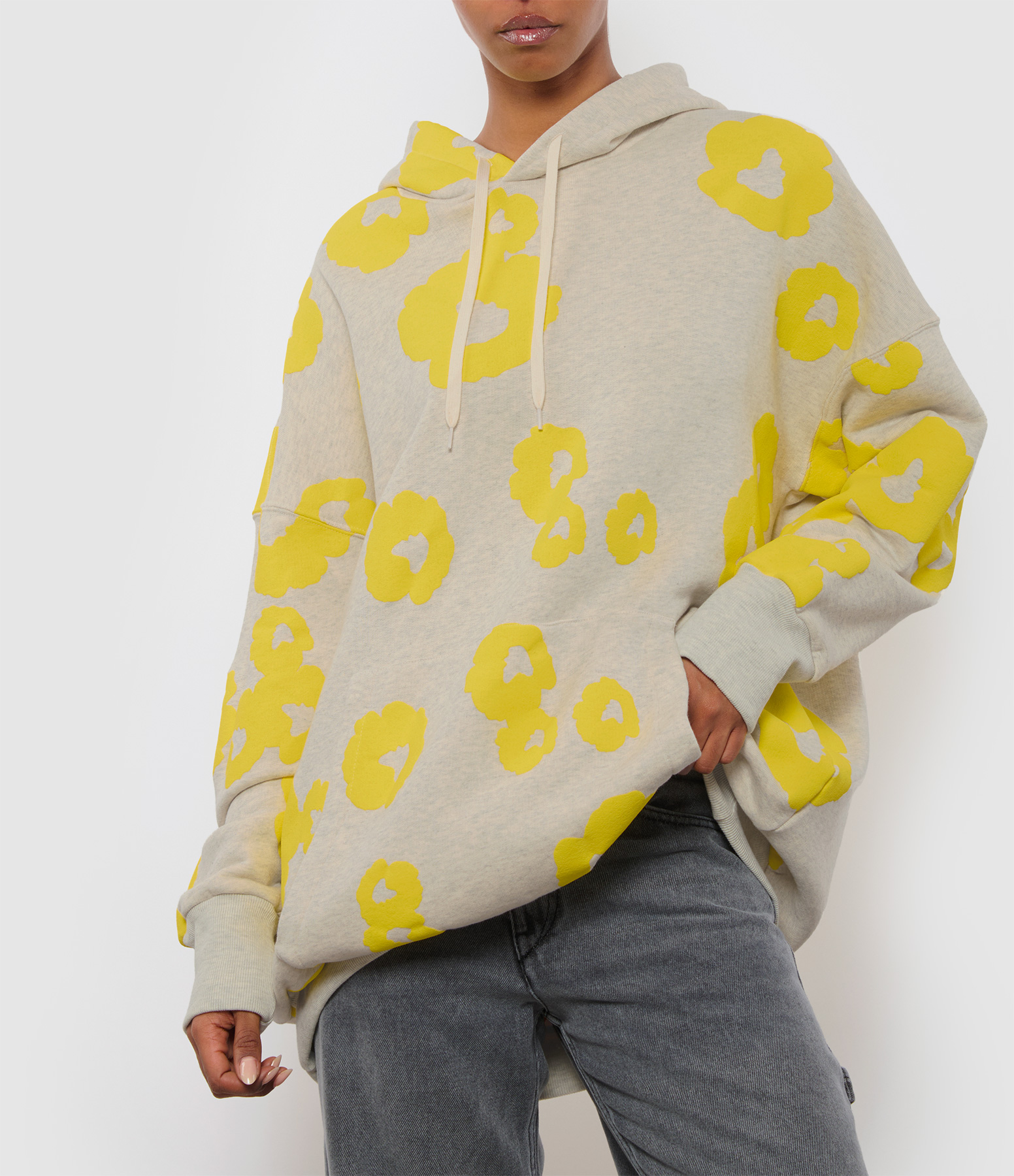 Long Hoodie Dress for Women, Jersey, Medium, Yellow