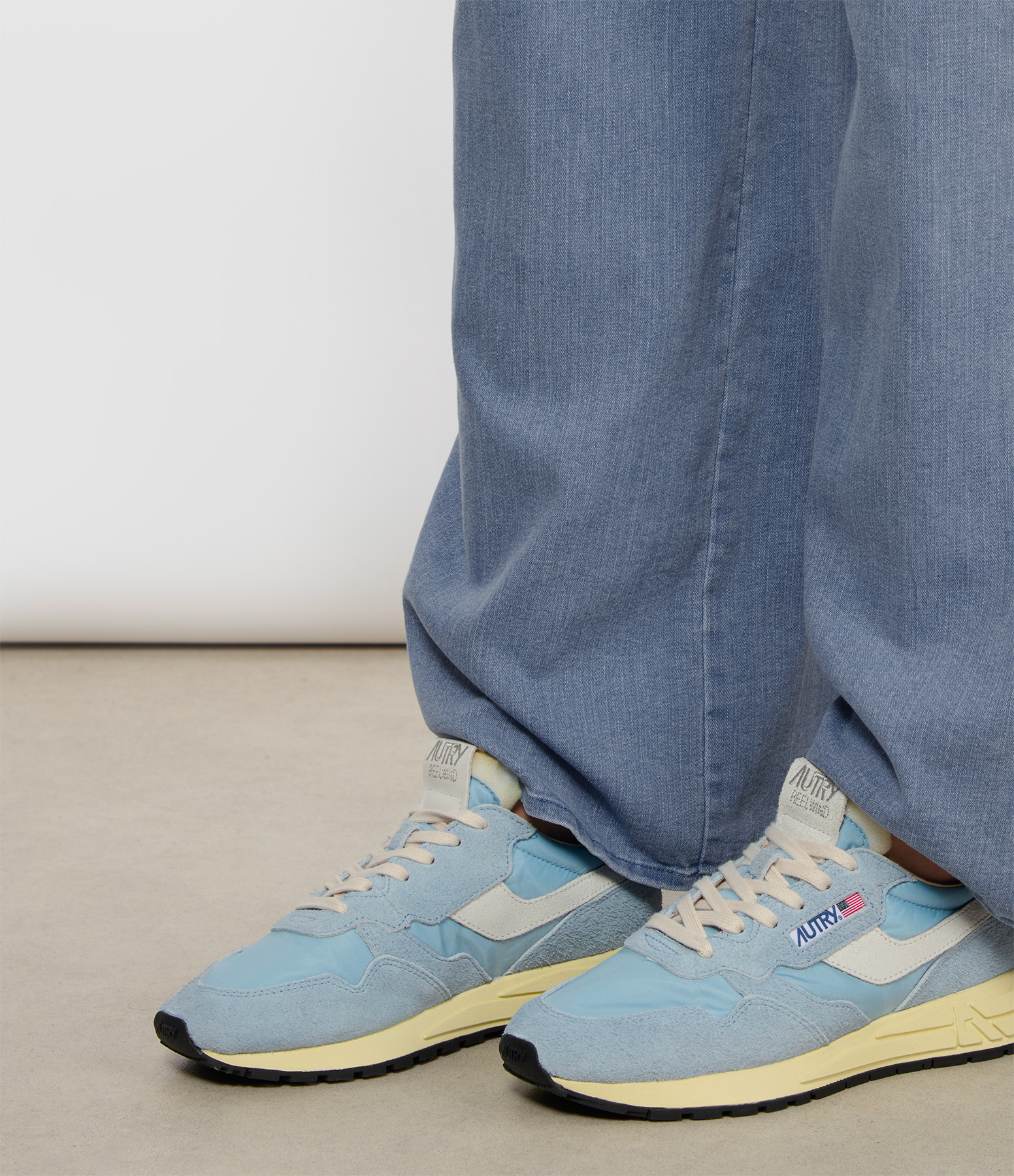 Reelwind Light Blue Suede and Nylon Trainers