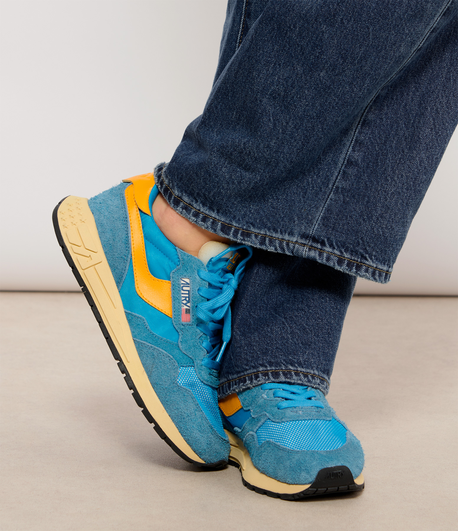 Reelwind Suede and Nylon Trainers – Blue, Orange