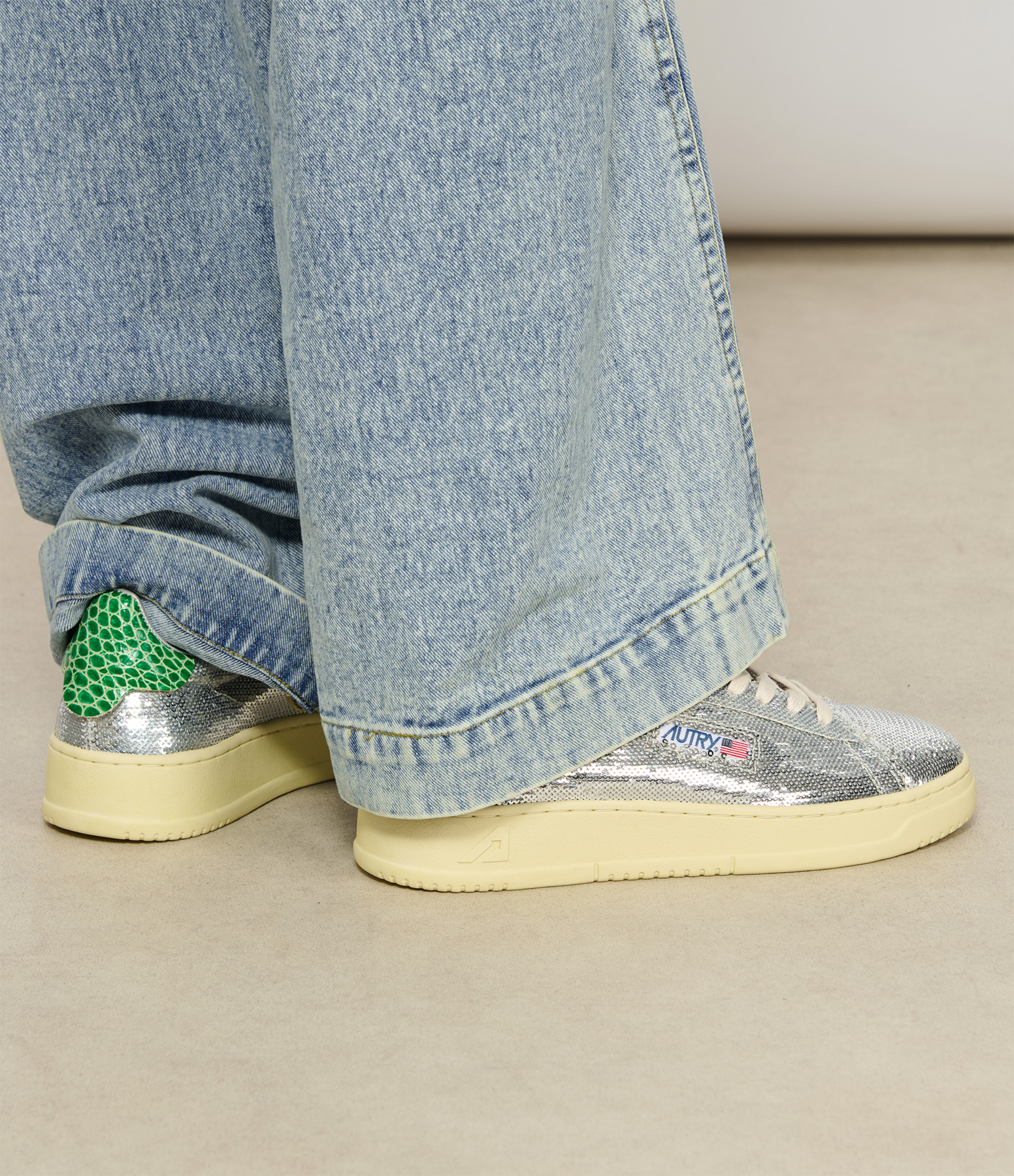 Women’s Dallas Low Trainers, Glitter Cro Silver Green, Capsule Flash