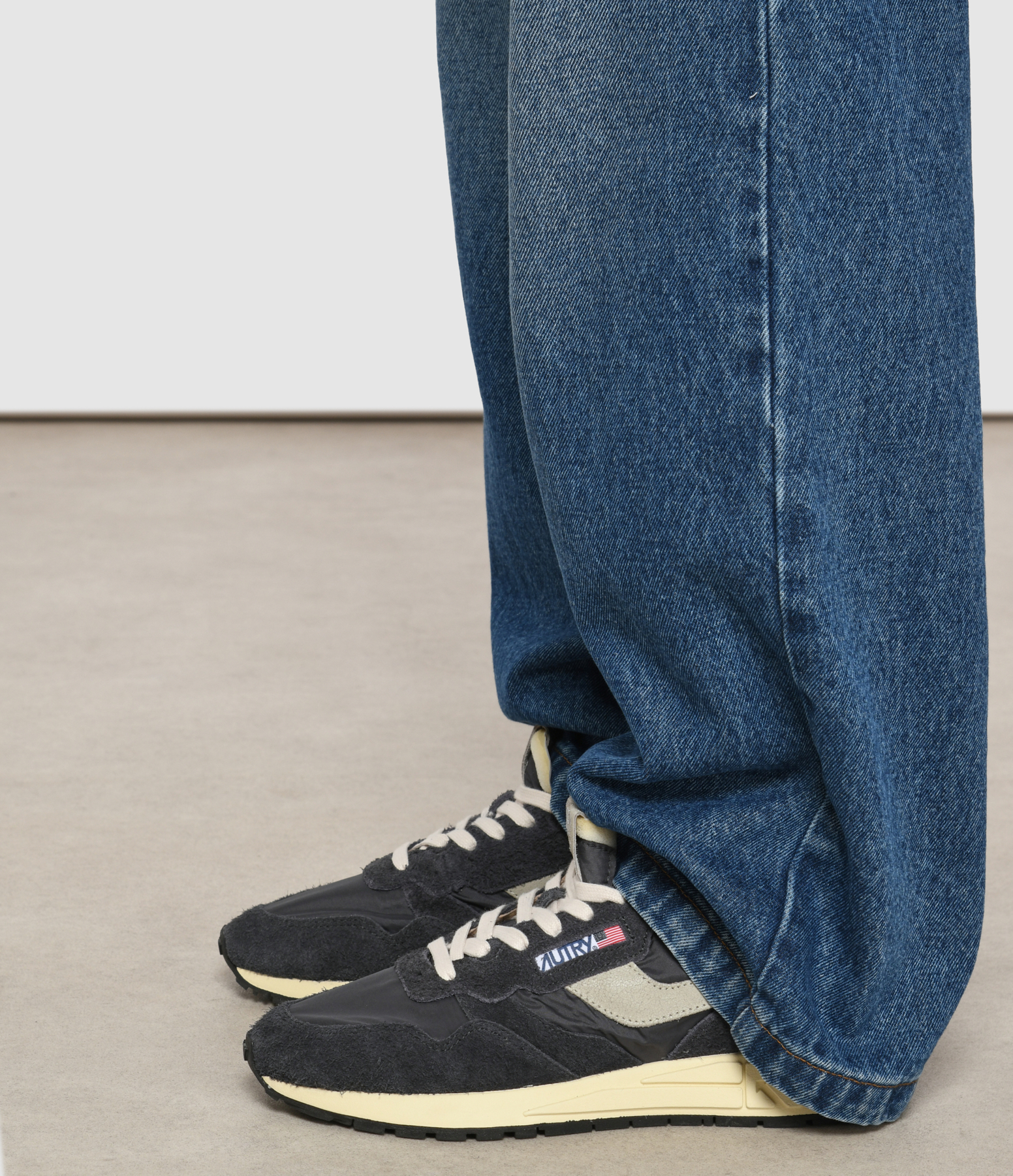 Reelwind Black Suede and Nylon Trainers