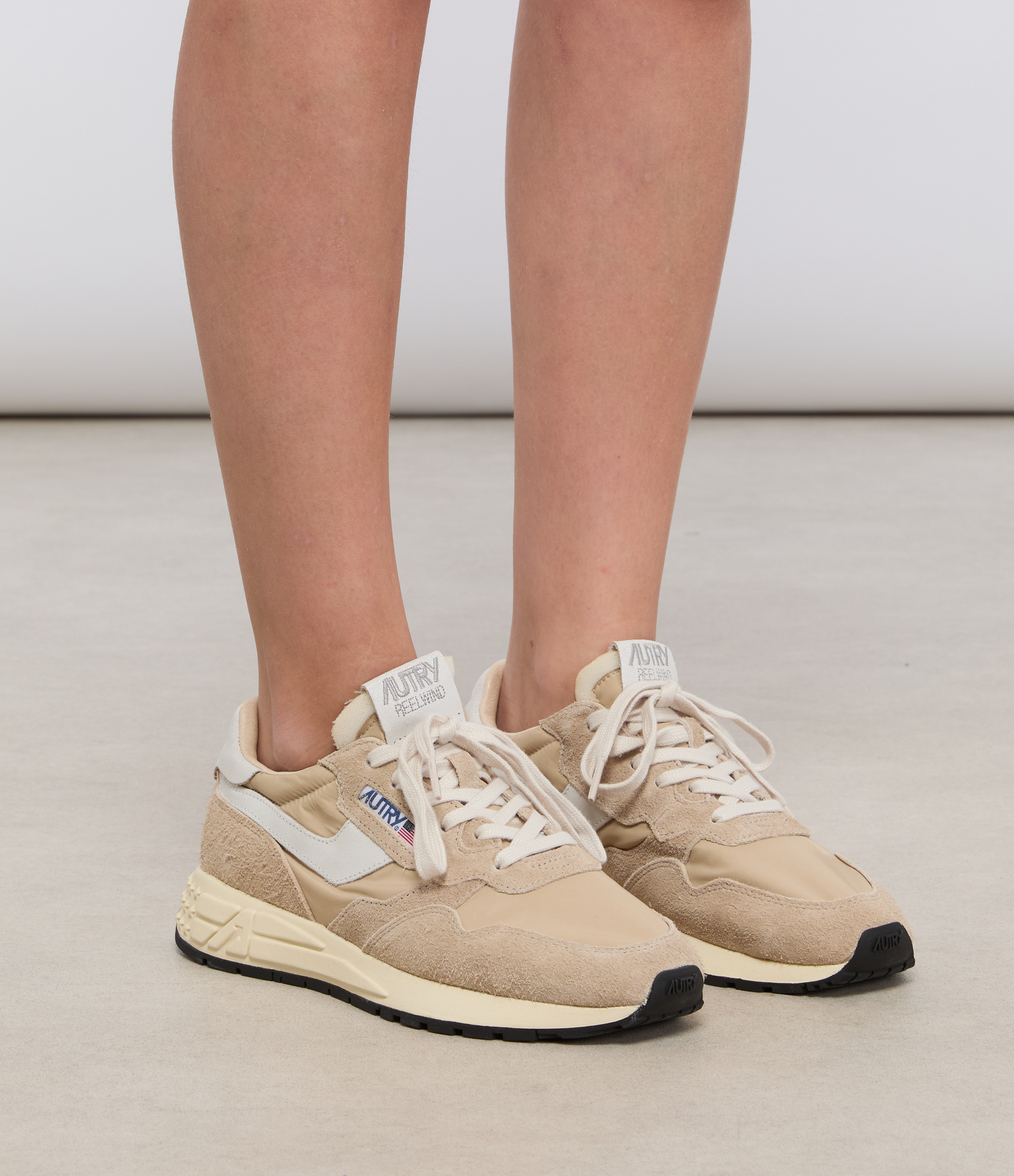 Reelwind Suede and Nylon Trainers in Beige