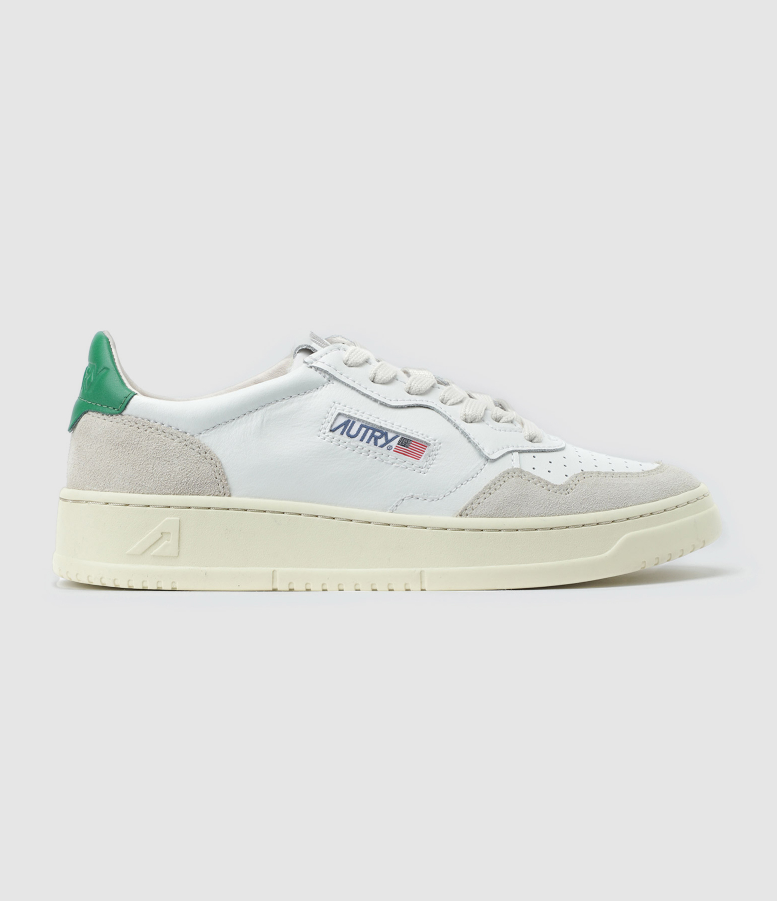 Medalist Leather Trainers – White, Beige, Green