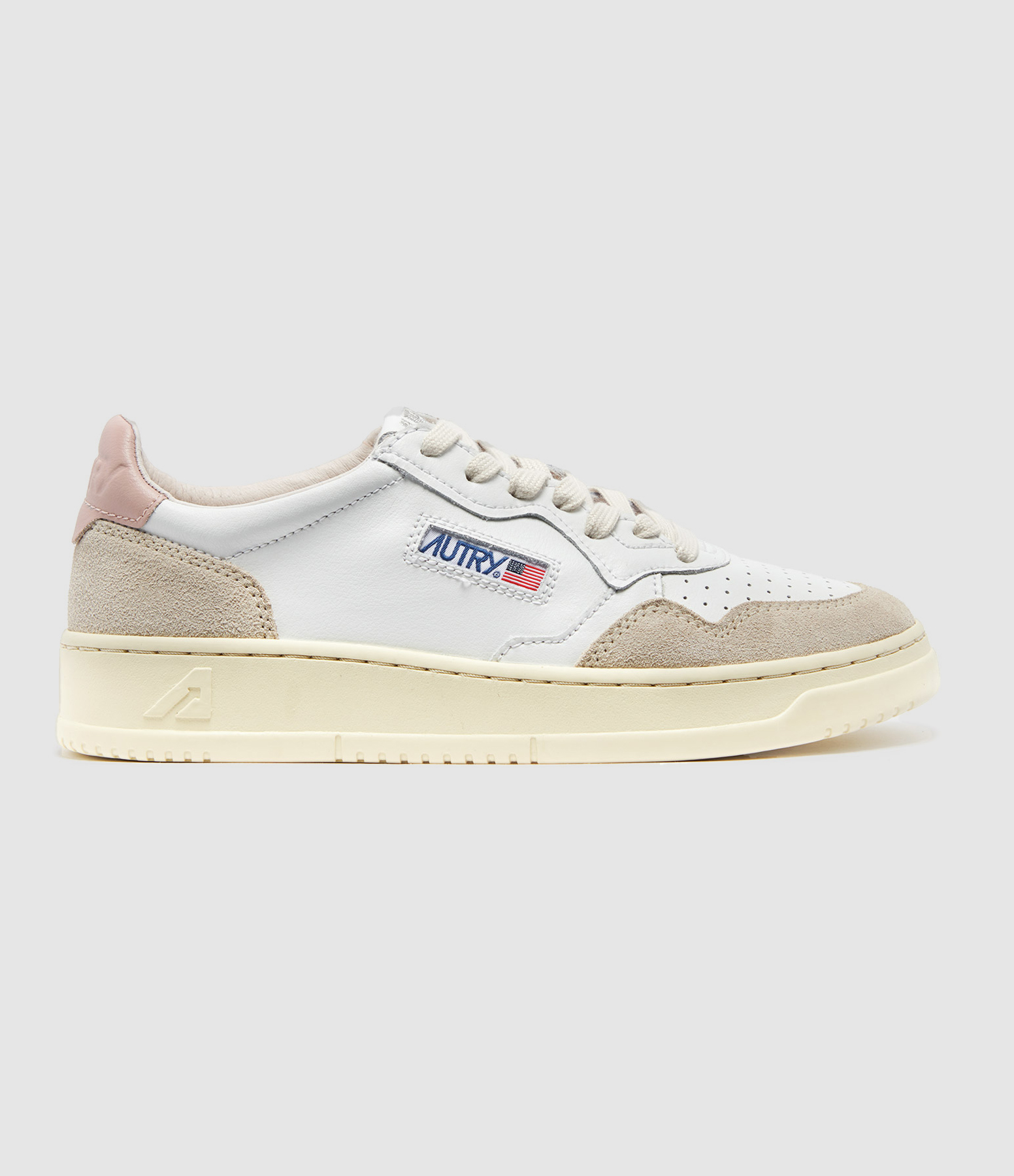 Medalist Leather Trainers in White, Beige and Pink