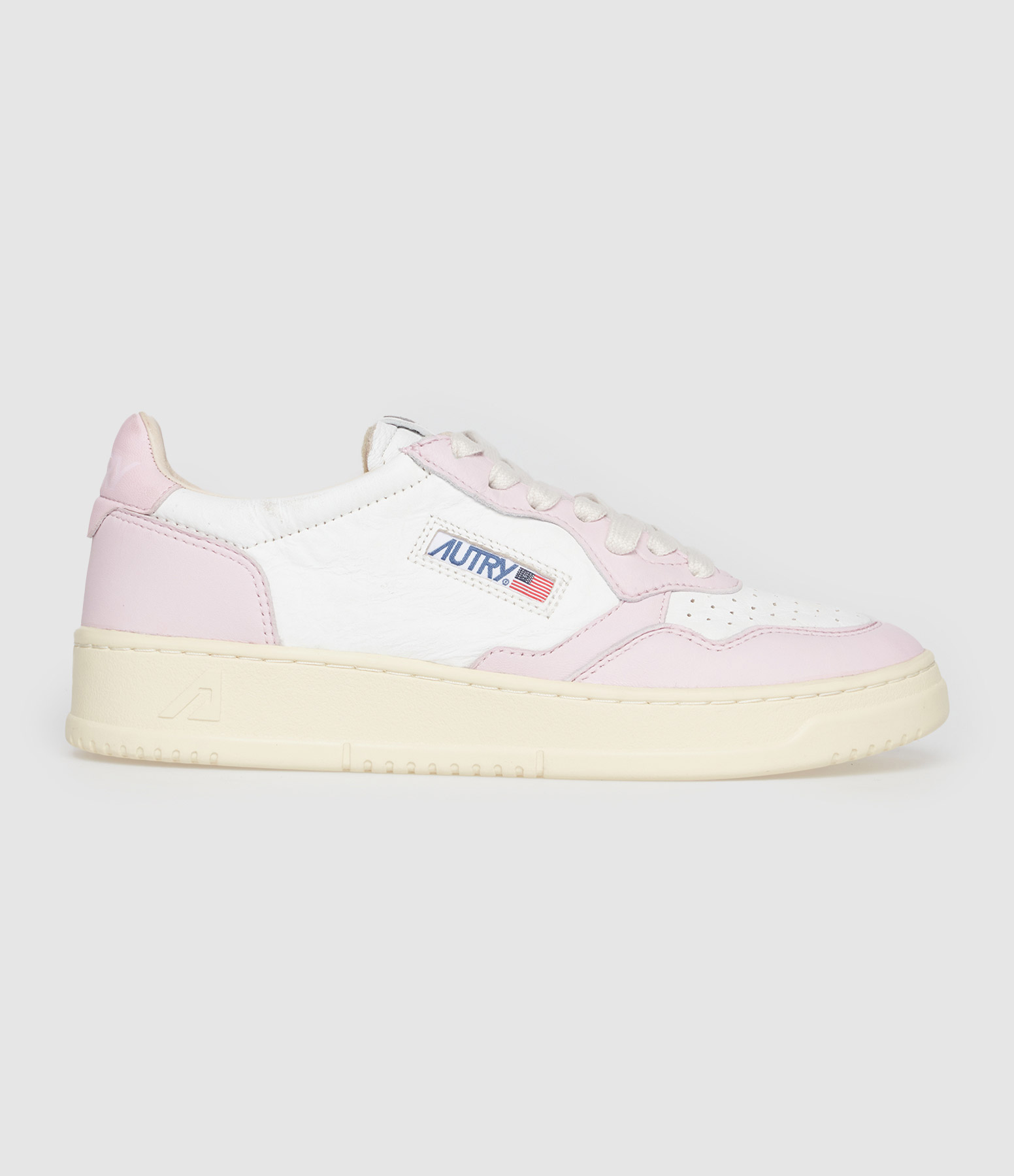 Medalist Two-Tone Leather Trainers in White and Pale Pink