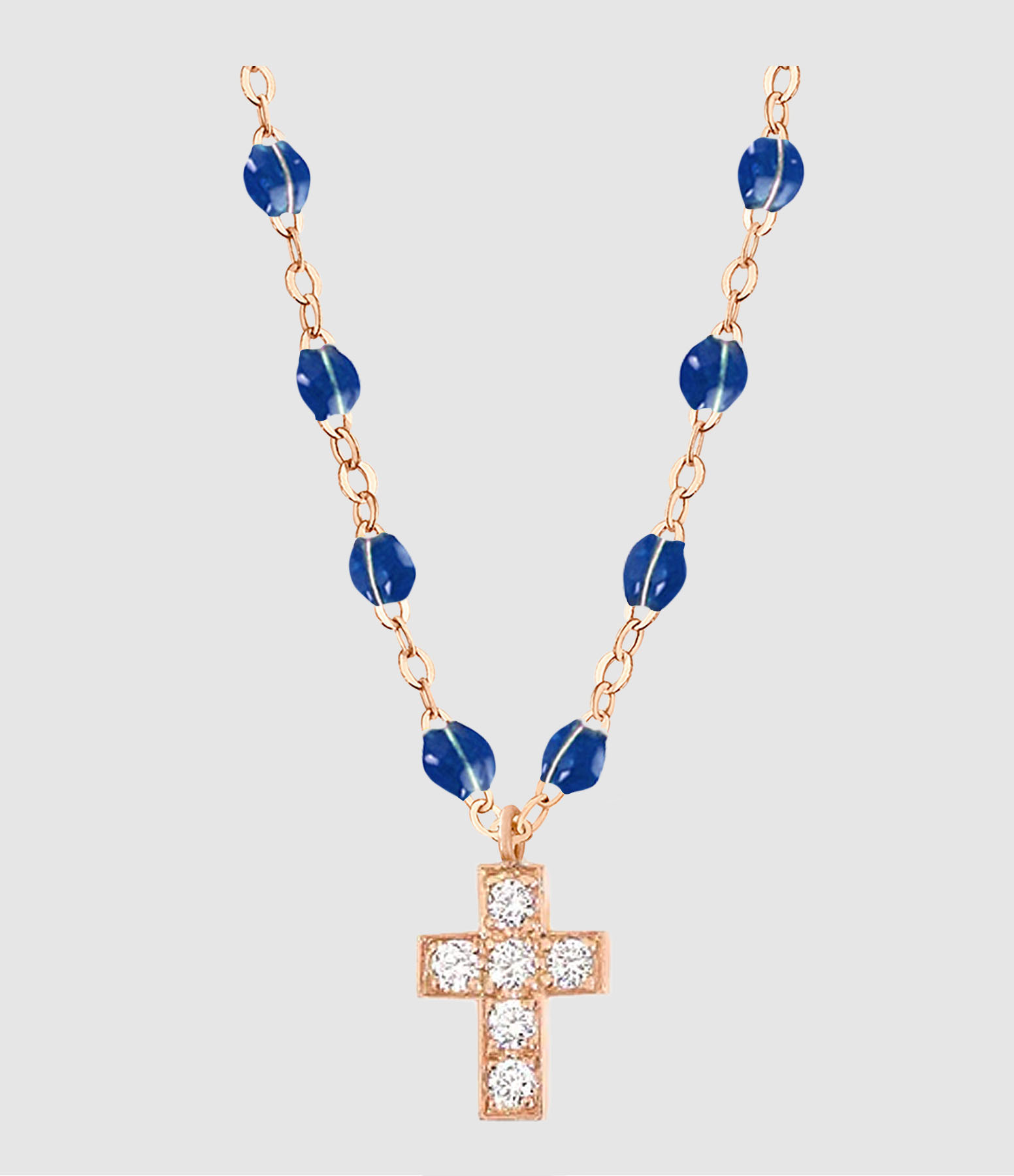 Gold-coloured Resin Diamond Cross Necklace