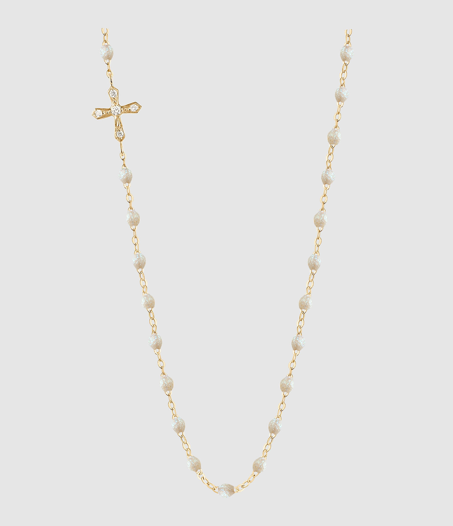 Vintage Cross Necklace with Diamonds, Resin and Gold