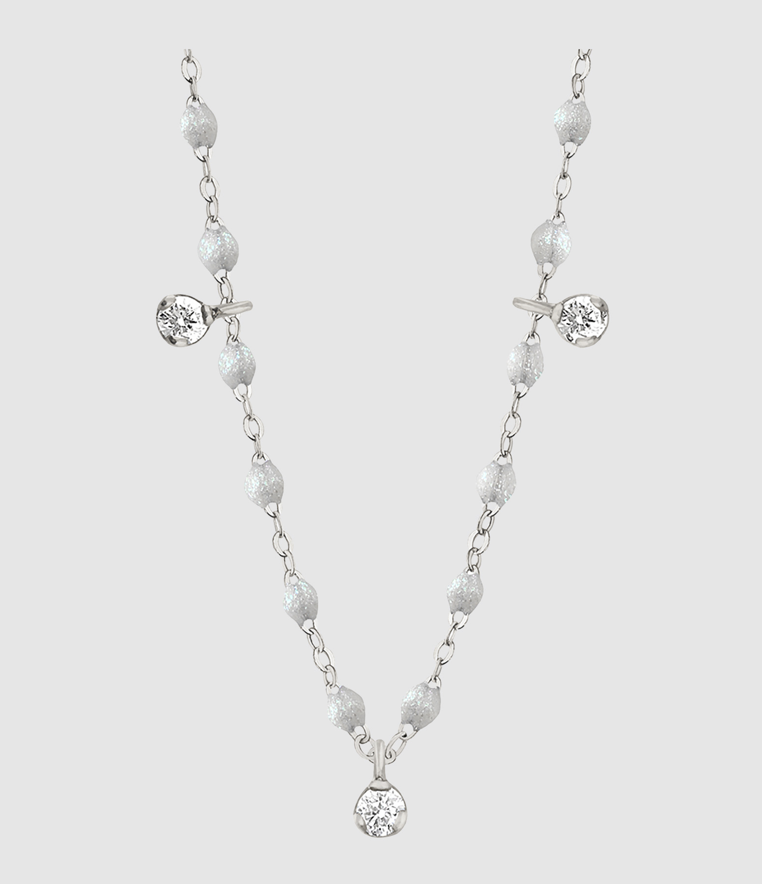 Gigi Suprême Resin Necklace with 3 Diamonds in White Gold