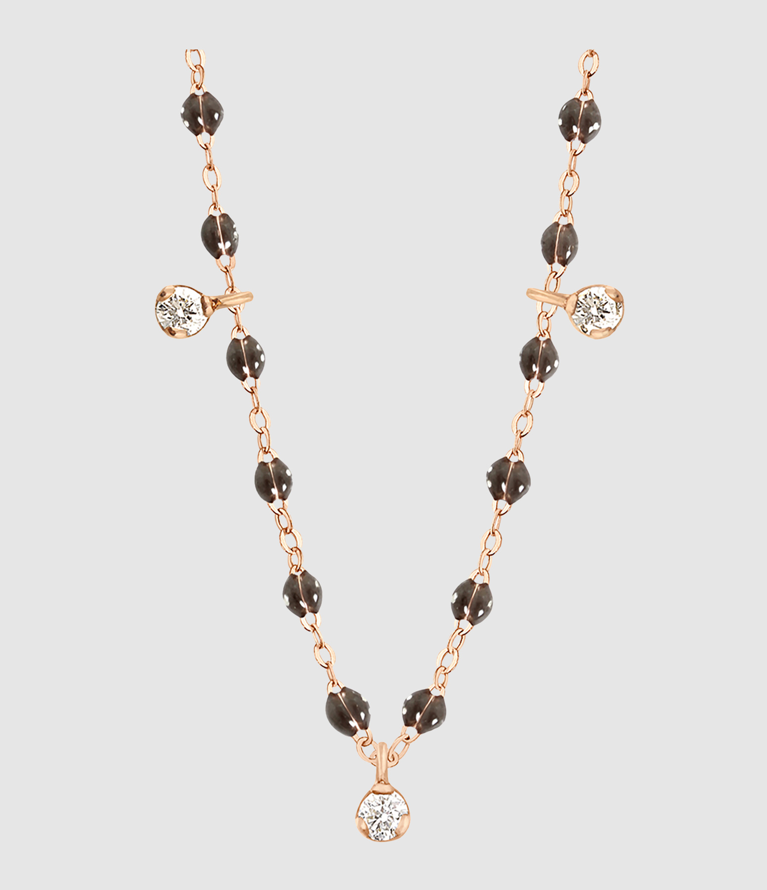 Gigi Suprême Resin Necklace with 3 Diamonds in Rose Gold