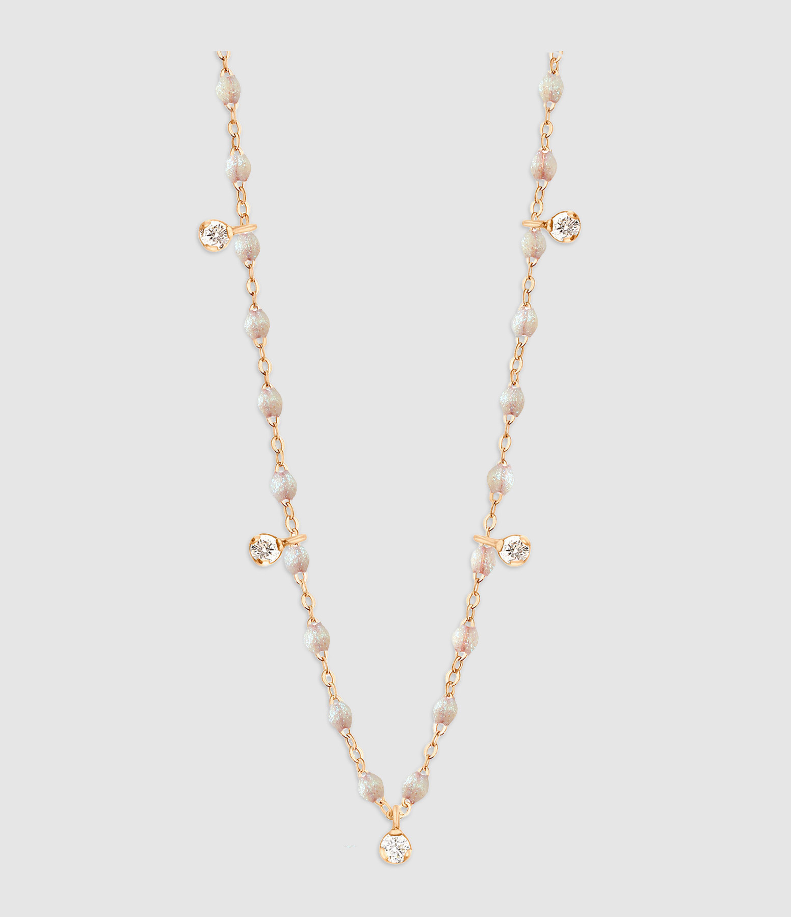 5-Diamond Rose Gold Resin Necklace