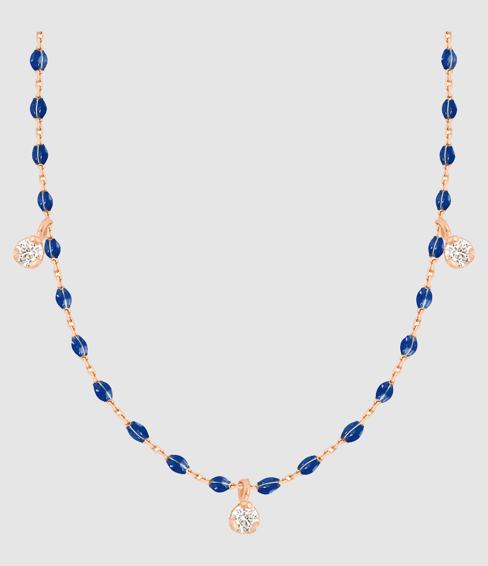 Mini Resin Gold Necklace with 3 Diamonds