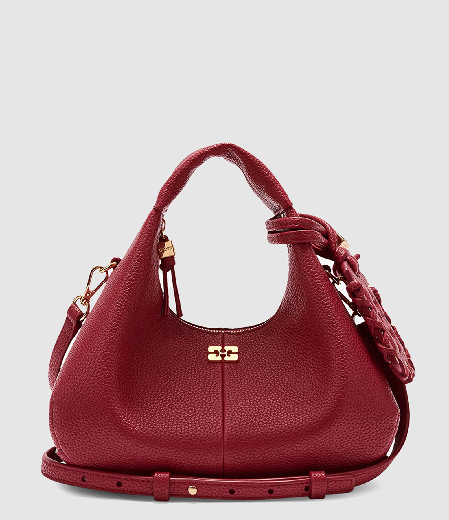 Red Dahlia Grained Hobo Bag