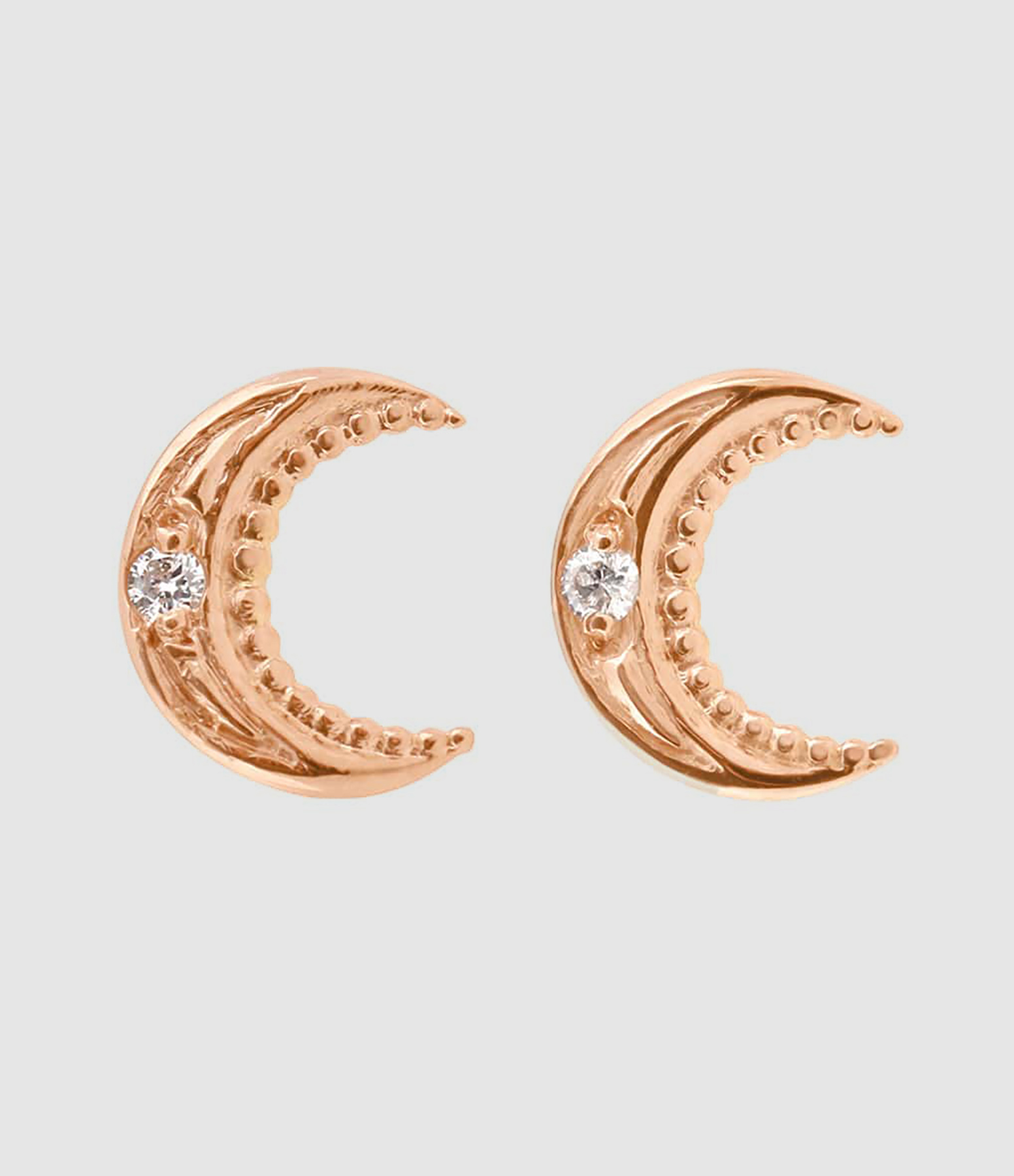Gold Diamond Moon Earrings