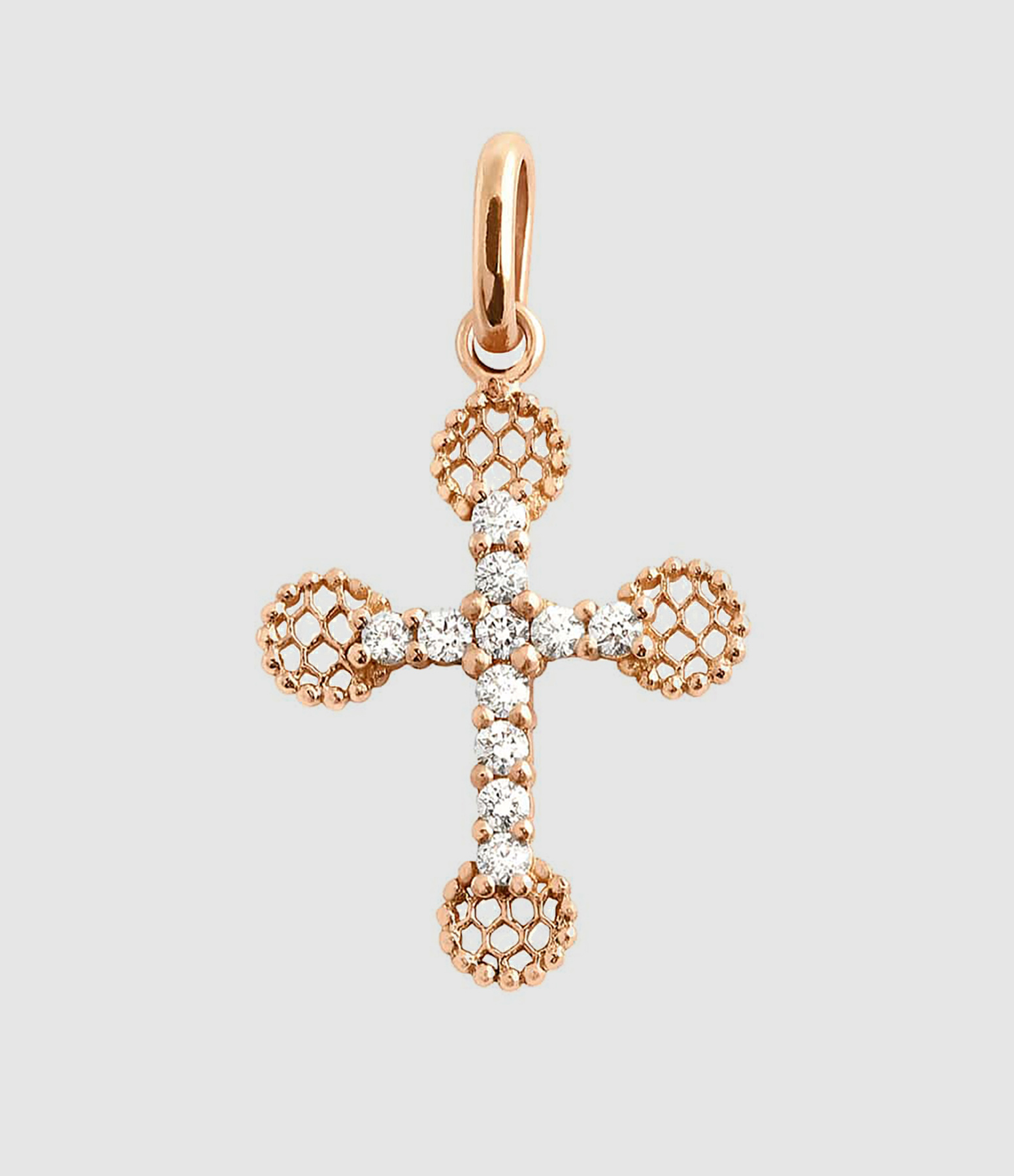 Small Lace Cross Pendant with Diamonds in Gold