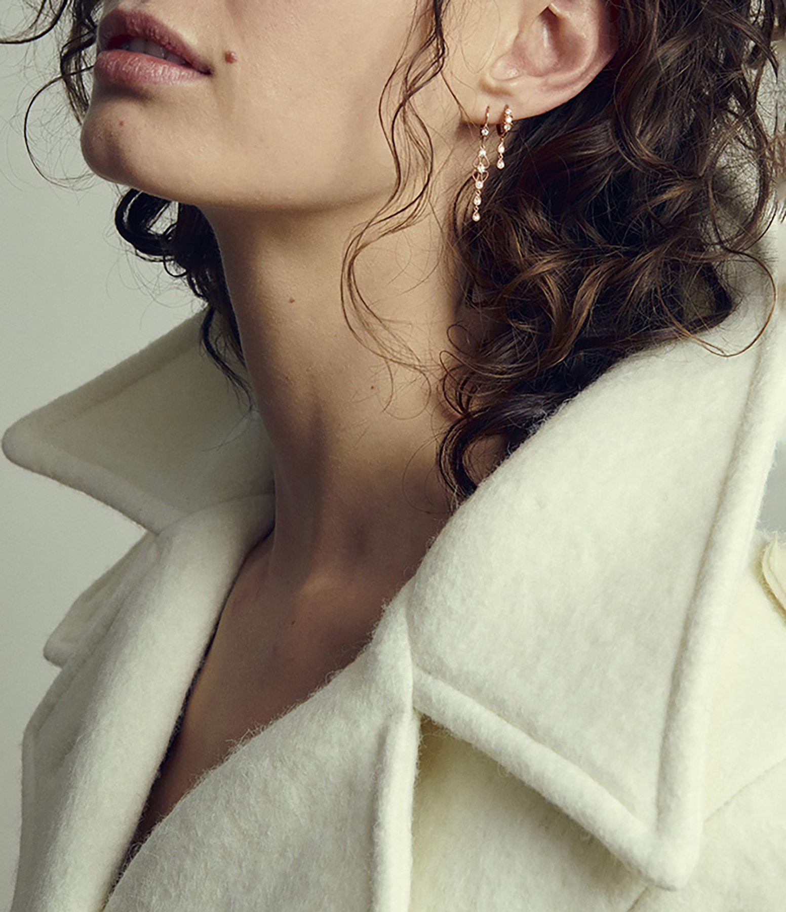 Babylone Rose Gold Mini Creole Earrings with Diamonds (sold individually)