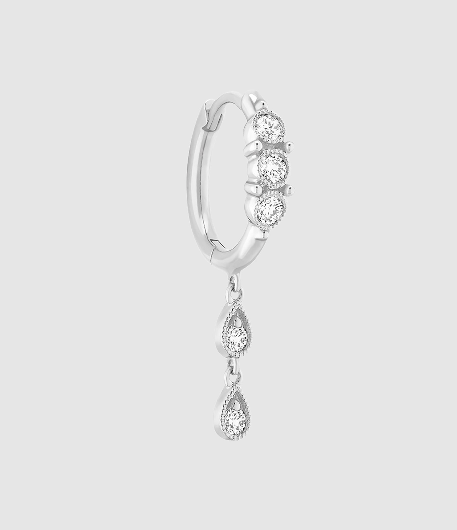 Babylone White Gold Mini Creole Earrings with Diamonds (sold individually)