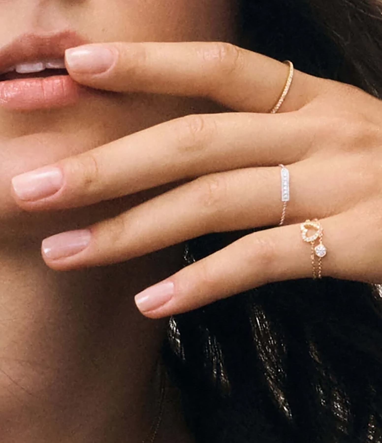 Magic Touch Rose Gold Baguette Chain Ring
