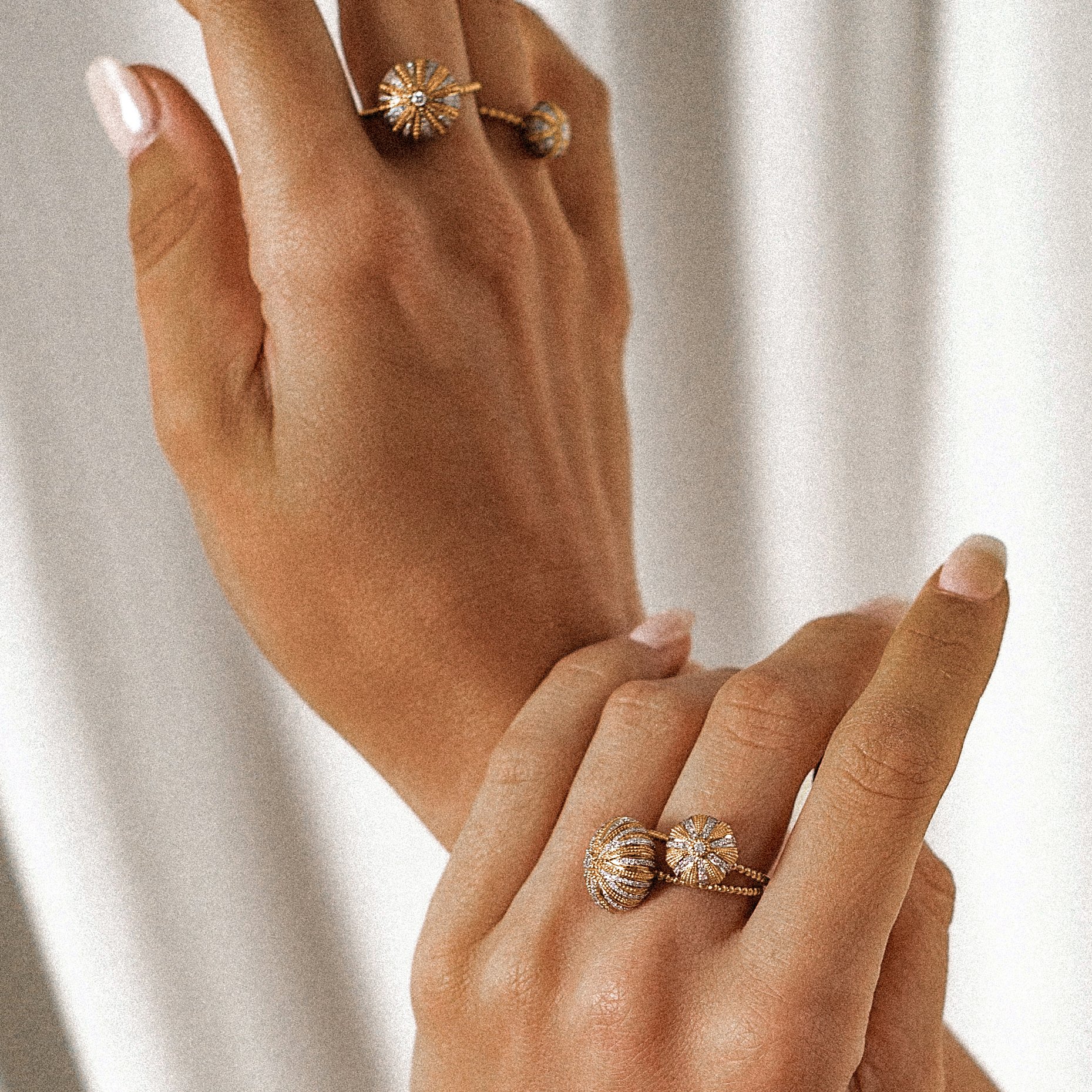Rose Gold Sea Urchin Ring with Mini Diamonds