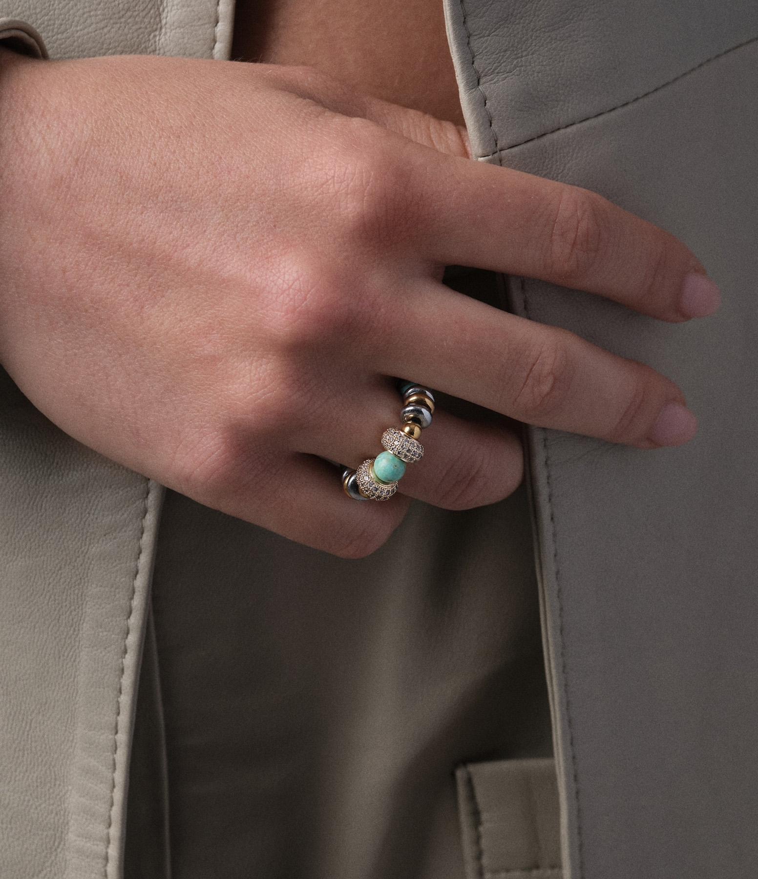 Nefertiti Double Turquoise Ring