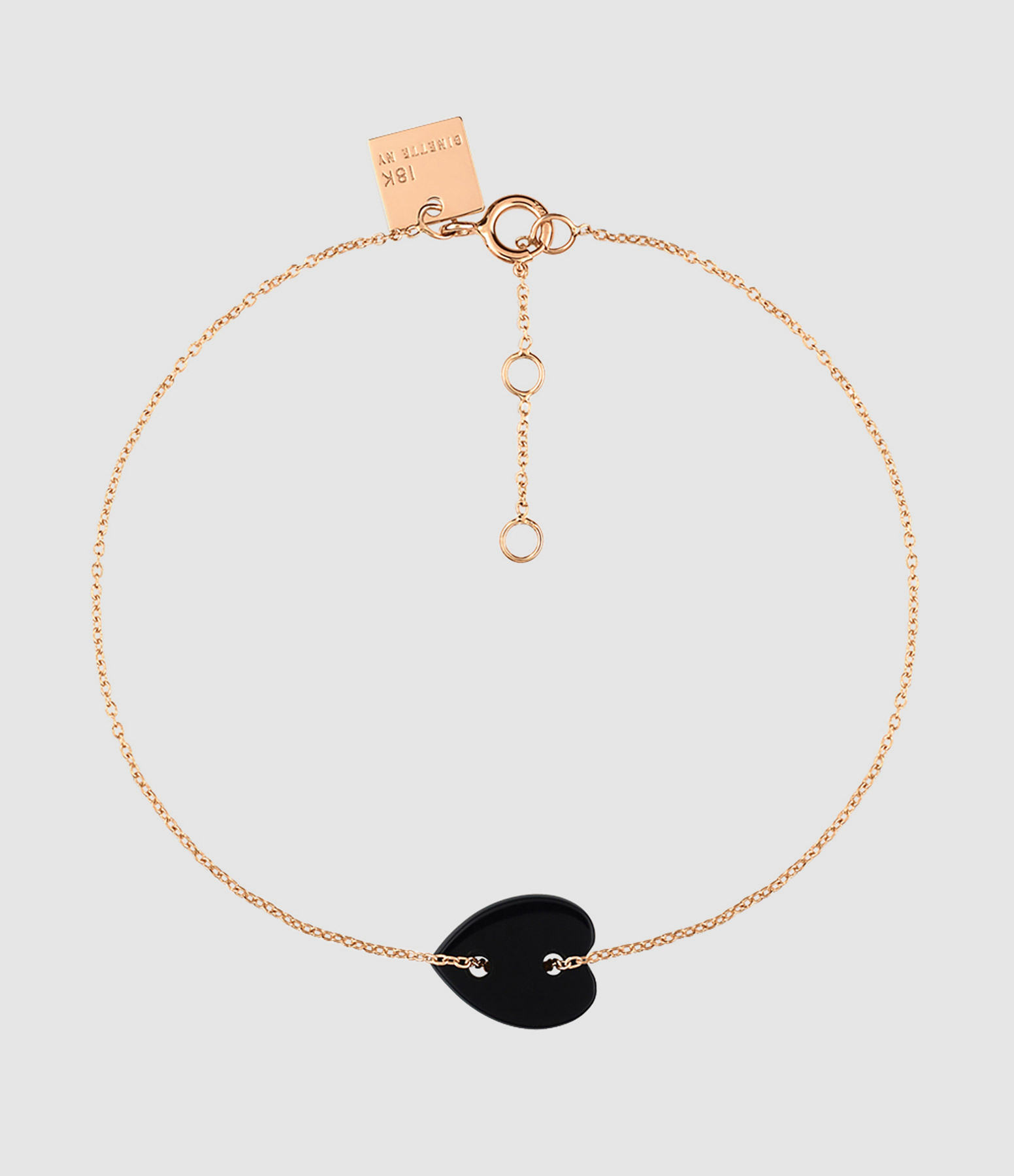Angèle Mini Heart Rose Gold Onyx Bracelet