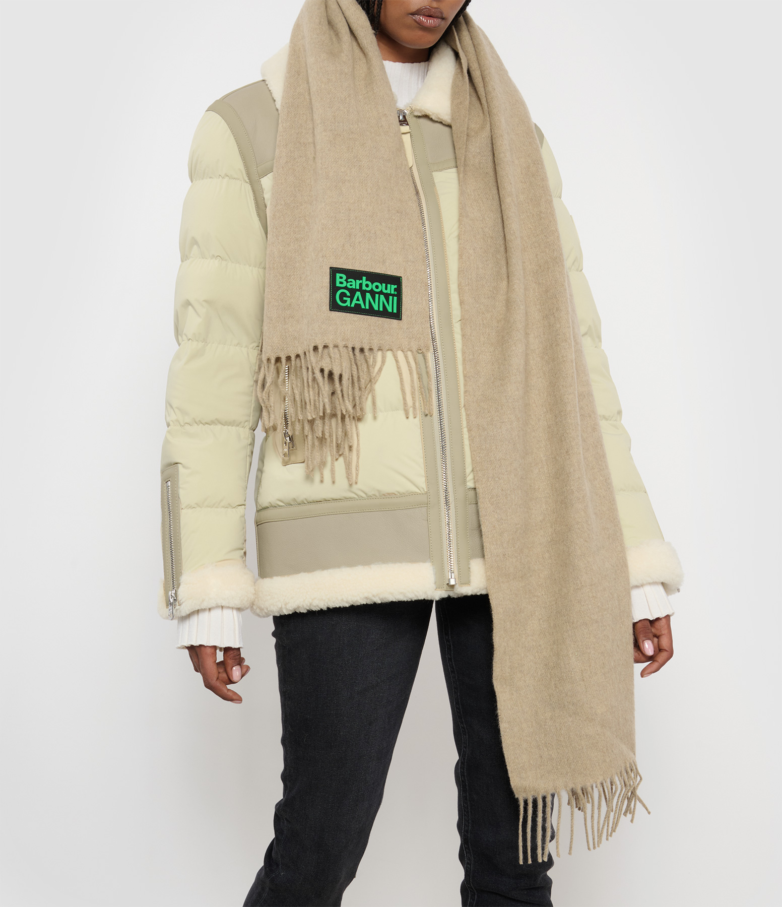 Camel Lambswool Scarf, Barbour x Ganni Collaboration
