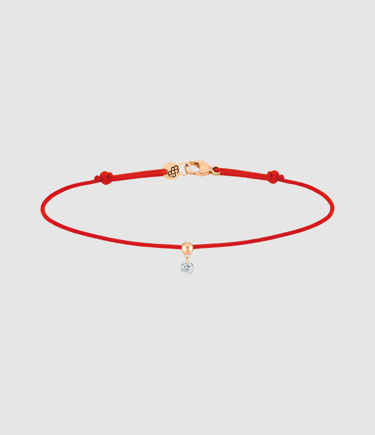 BB Diamond Brillant Bracelet with Red Cord in Rose Gold