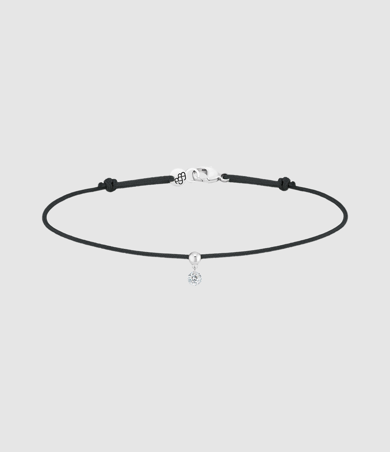 BB Diamond Brillant Bracelet – Black Cord, White Gold