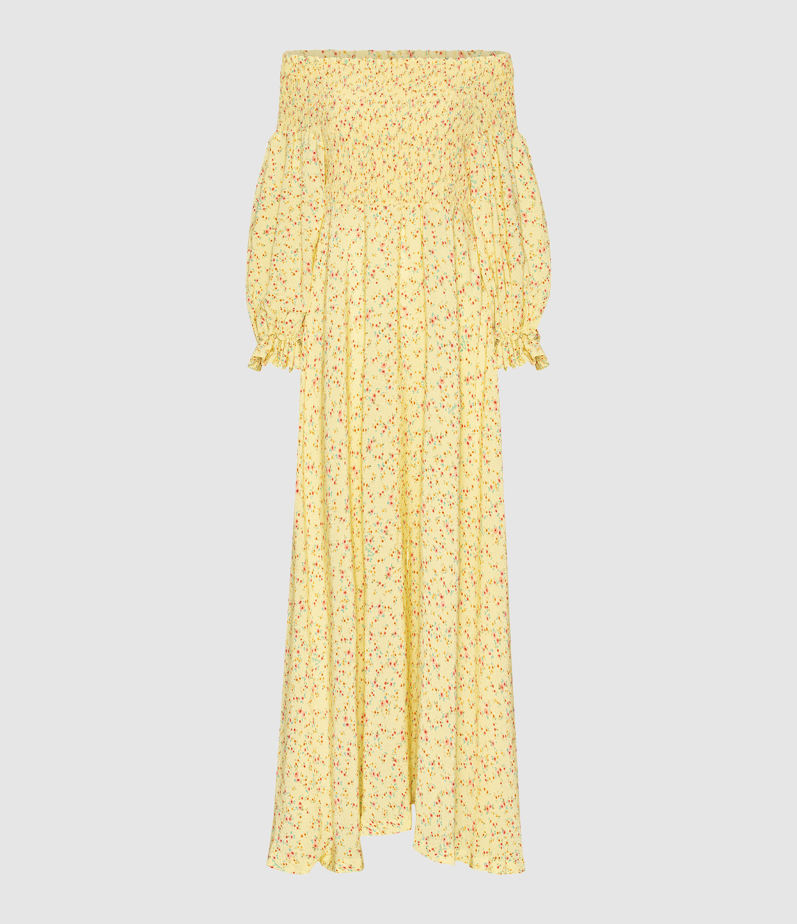 Yellow Jacquard Flowing Dress
